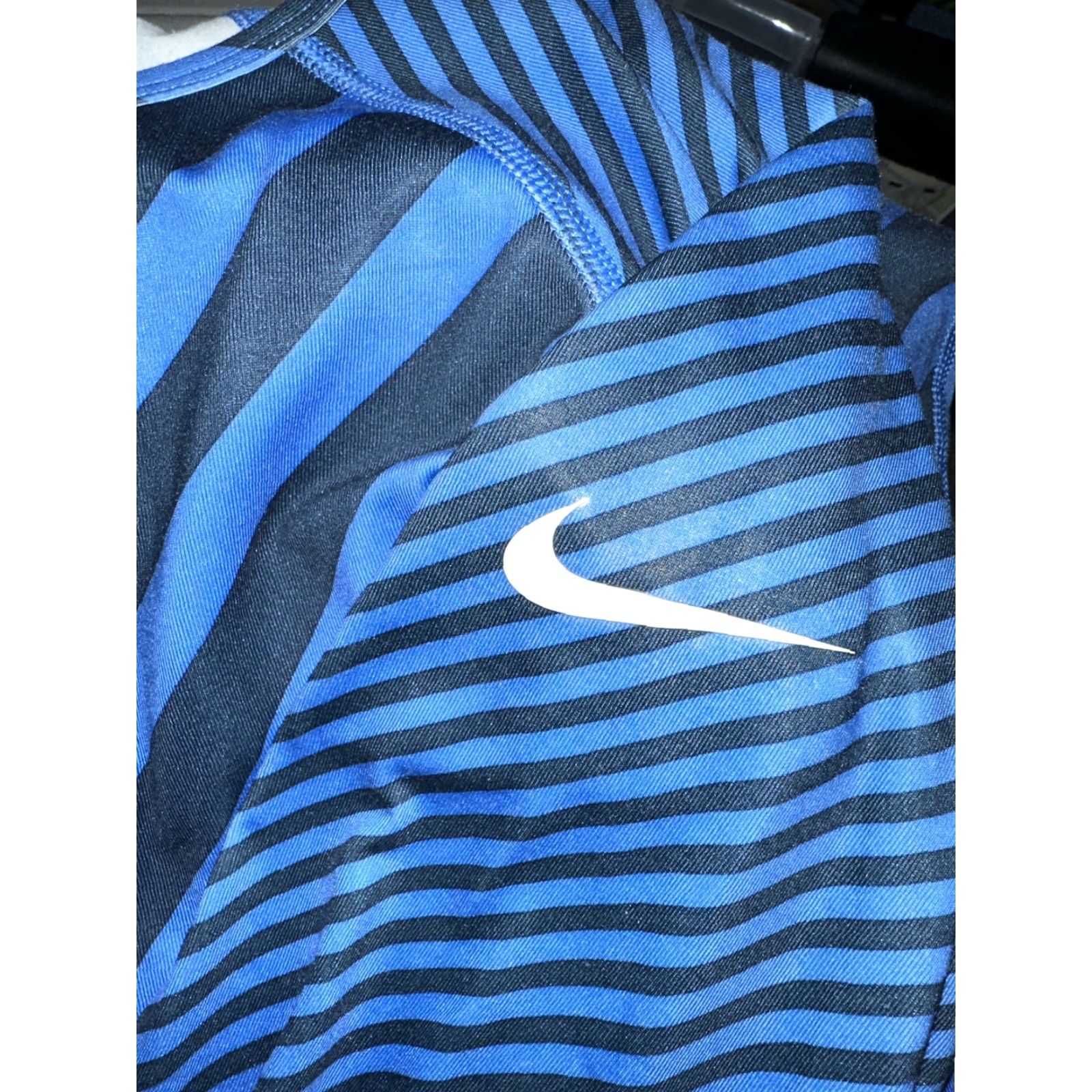 Nike Nike Pro Long Sleeve Shirt Womens M Blue Striped Athletic Shirt Size M / US 6-8 / IT 42-44 - 5 Thumbnail