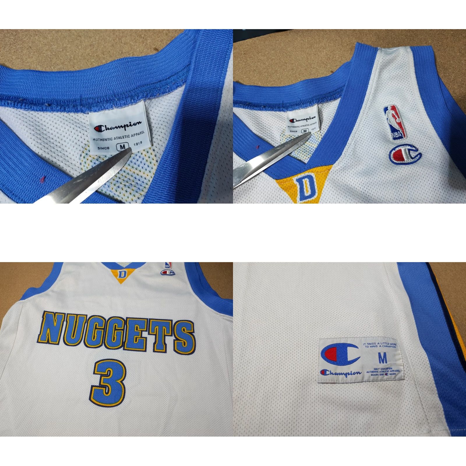 Champion Champion Denver Nuggets Tank Top Iverson #3 Mens M Sleeveless Jersey Vintage Size US M / EU 48-50 / 2 - 8 Thumbnail
