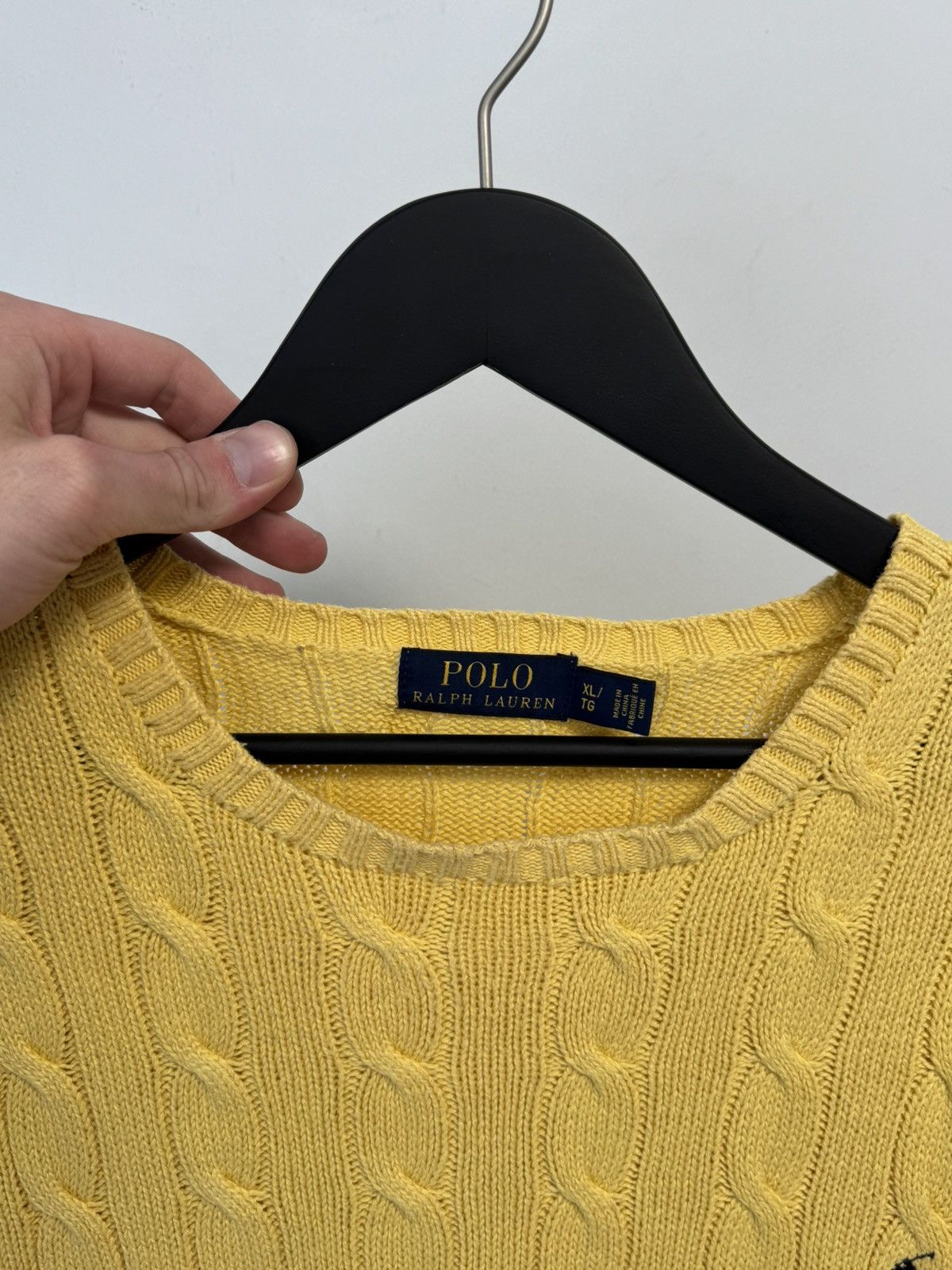 Polo Ralph Lauren Polo Ralph Lauren Men's Lambswool Sweater Yellow Cable Knit Size US XL / EU 56 / 4 - 13 Thumbnail