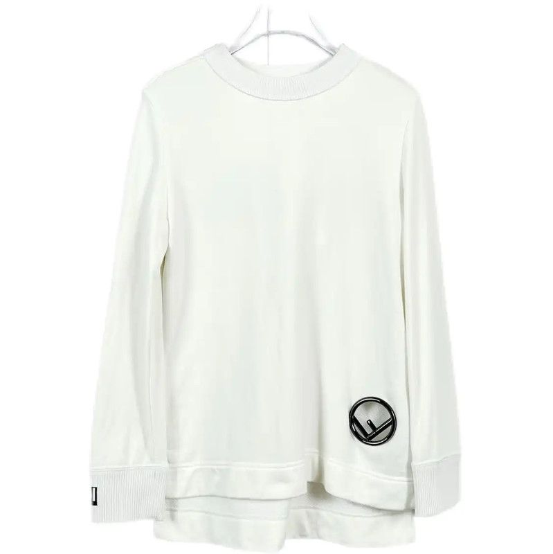 Fendi Fendi Women's White Cotton Long Sleeve Sweatshirt 0089 Size XS / US 0-2 / IT 36-38 - 1 Thumbnail