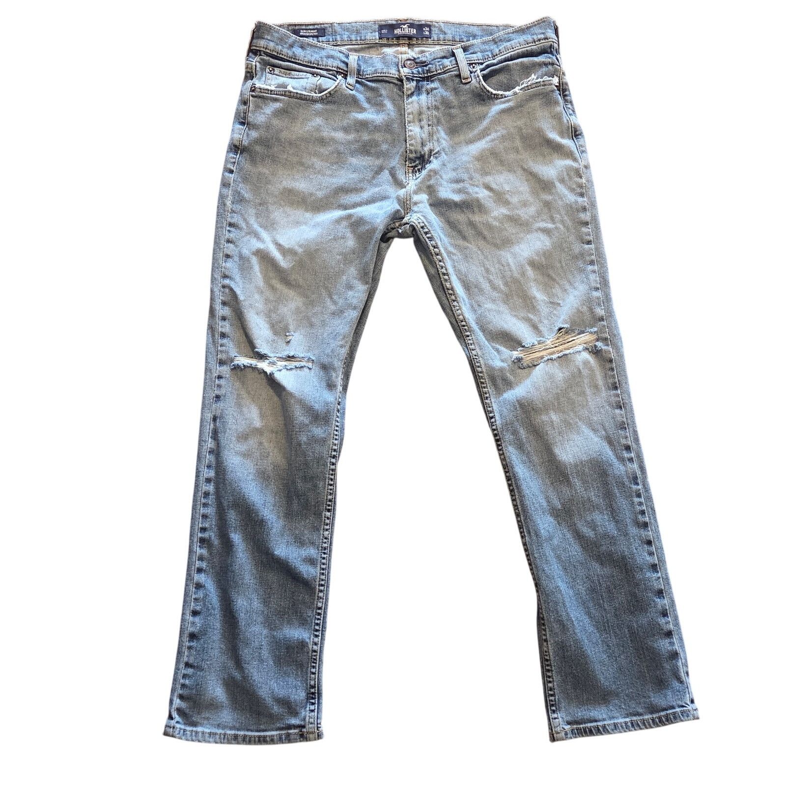 Hollister Hollister Men's Distressed Slim Straight Jeans - W34 L30 Size US 34 / EU 50 - 1 Thumbnail