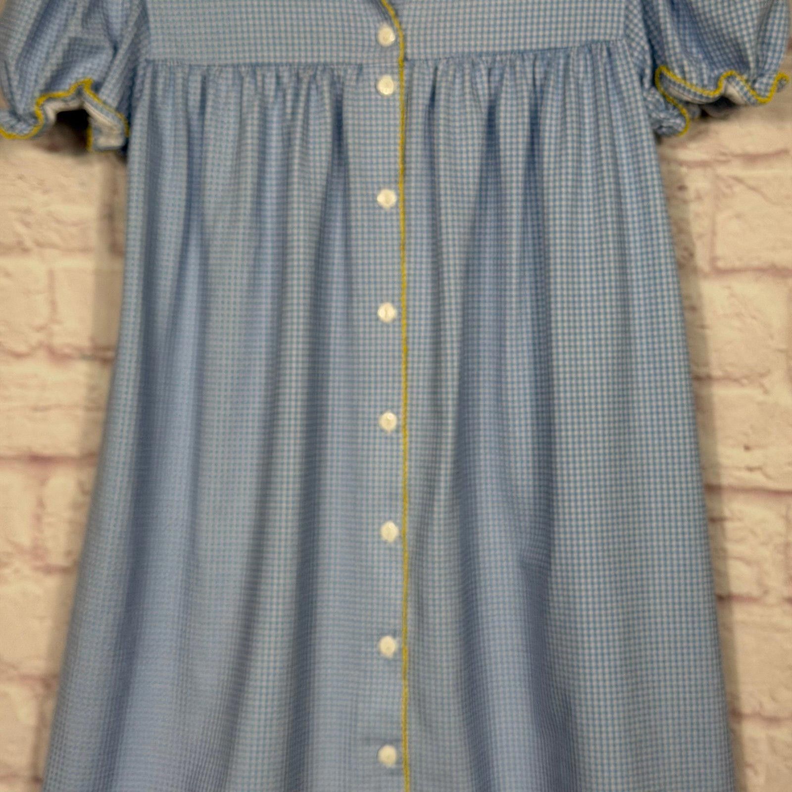 Other The Bubble Bee Girls Size 14 Blue Gingham Nightgown Size ONE SIZE - 3 Thumbnail