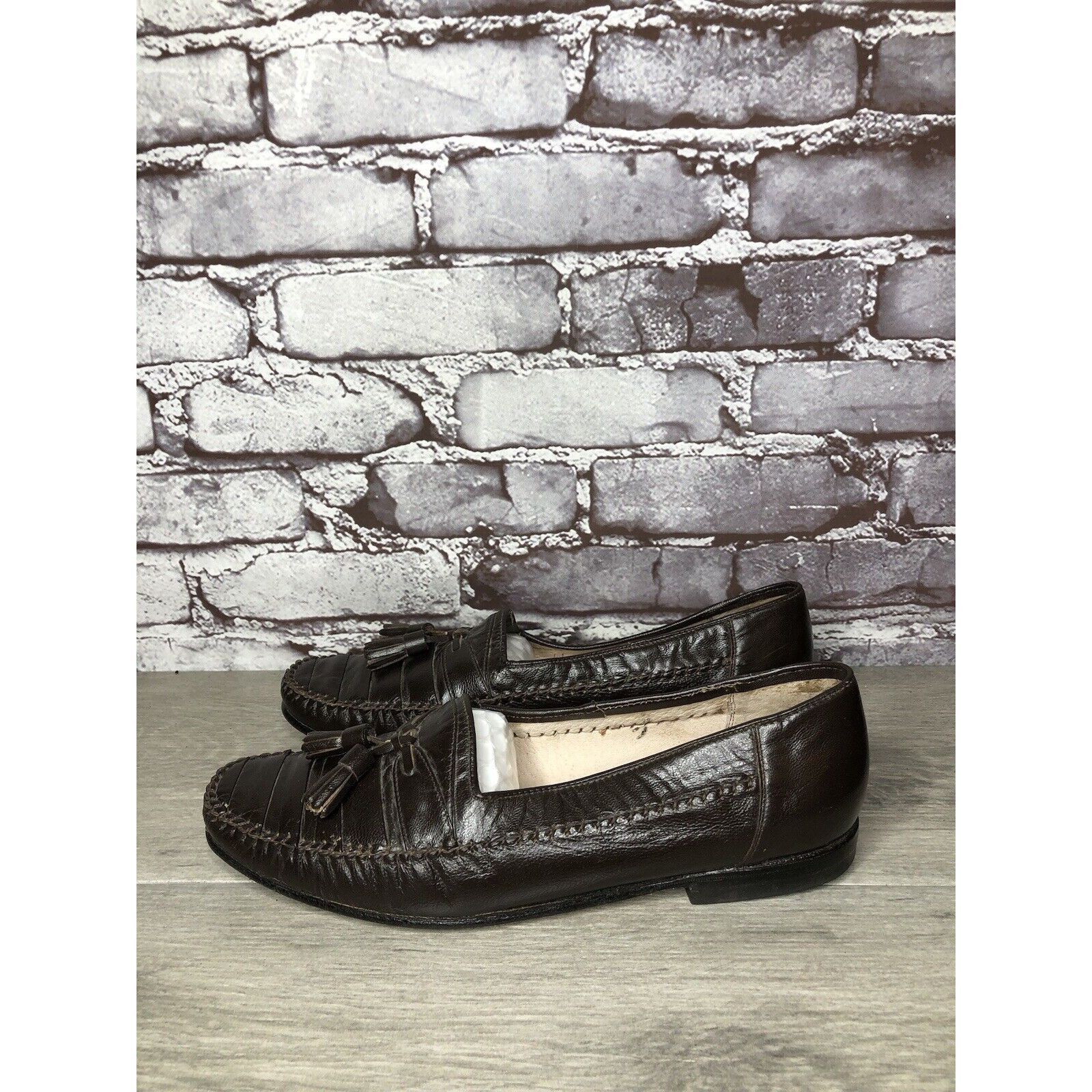 Other Andre Verger Brown Leather Tassel Loafers Handsewn Shoes Men Size US 8 / EU 41 - 15 Thumbnail