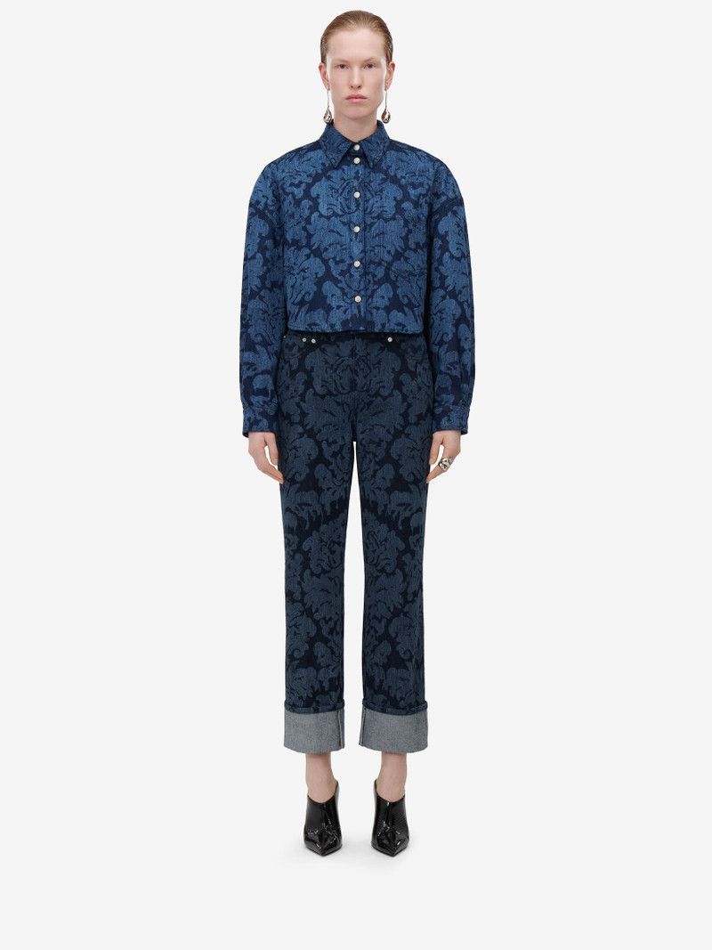 Alexander McQueen o1srvl11e0226 Damask Boyfriend Jeans In Blue Size 26" / US 2 / IT 38 - 2 Thumbnail