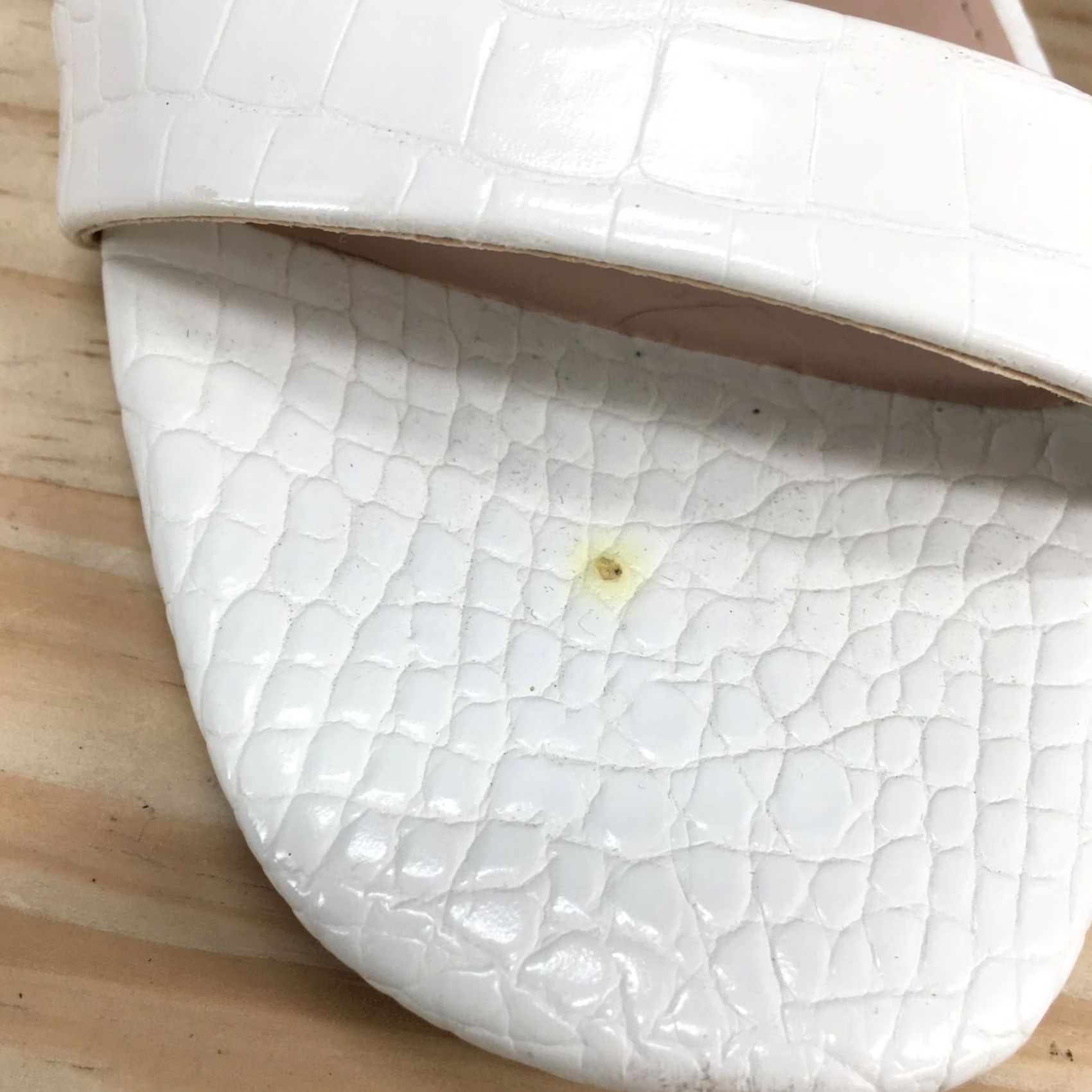 Vintage Kelly & Katie Heels Womens 10 M KK-Vinniee Pump White Faux Leather Slip On Block Shoe Size US 10 / IT 40 - 4 Thumbnail