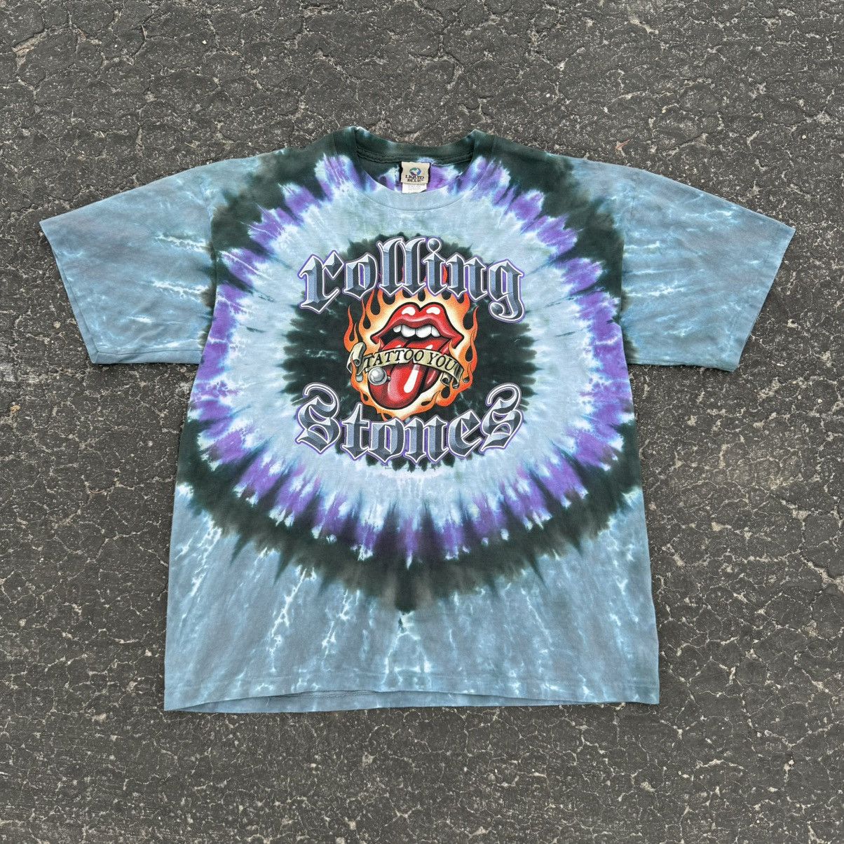 Liquid Blue × The Rolling Stones × Vintage Vintage Rolling Stones Tattoo Tye Dye Shirt Single Stitch XL Size US XL / EU 56 / 4 - 1 Thumbnail