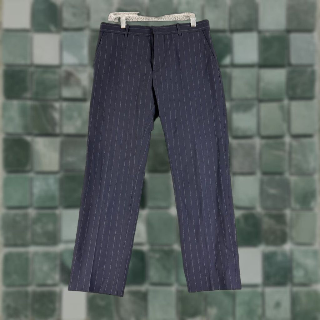 Marni Marni Dress Pants Womens Size 12 Navy Blue Pinstripe Ankle Length Mid-Rise Straight Pants, Blue, 12, Regular, Womens Size 34" / US 12 / IT 48 - 1 Thumbnail