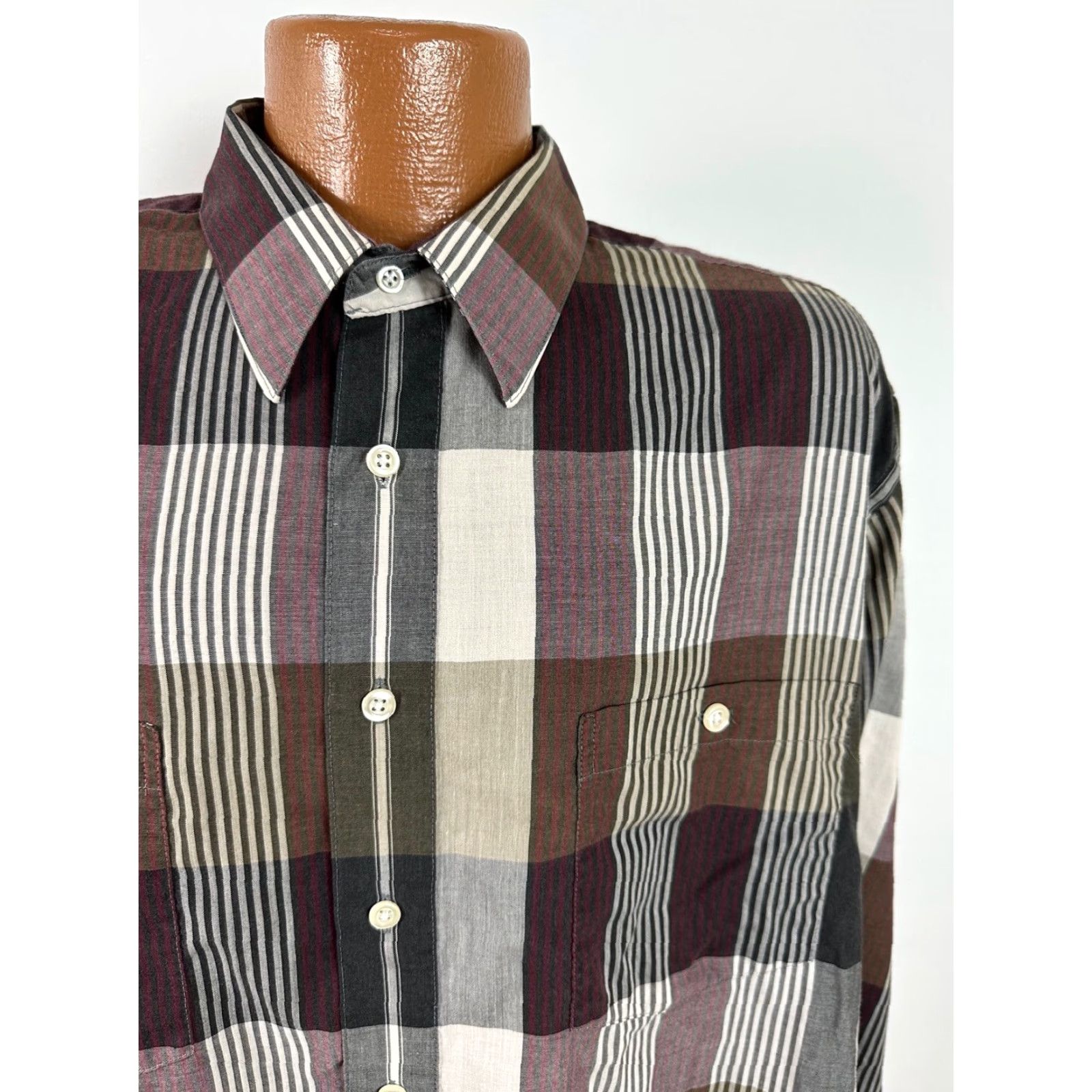Pierre Cardin VINTAGE Pierre Cardin Shirt Men XL Check 80s Casual Hipster Preppy Lightweight Cotton Poly Blend Long Sleeve Button-Up Gray Collared 80s Theme Size US XL / EU 56 / 4 - 2 Thumbnail