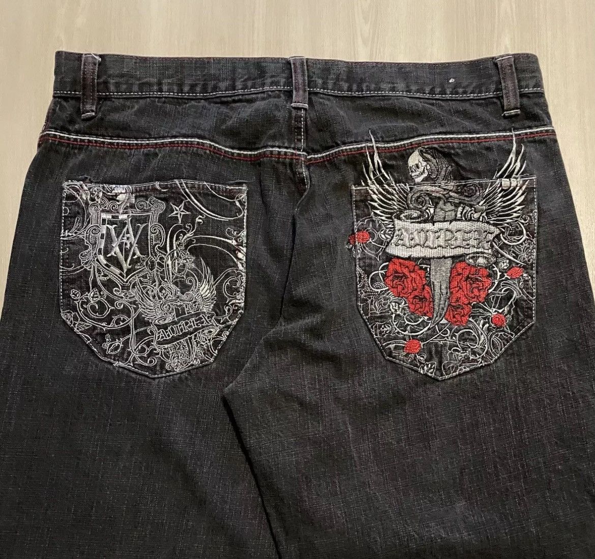 Avirex × Vintage Vintage Y2K Avirex Skull Grim Reaper Baggy Jeans Sz 40x32 Size US 40 / EU 56 - 1 Thumbnail