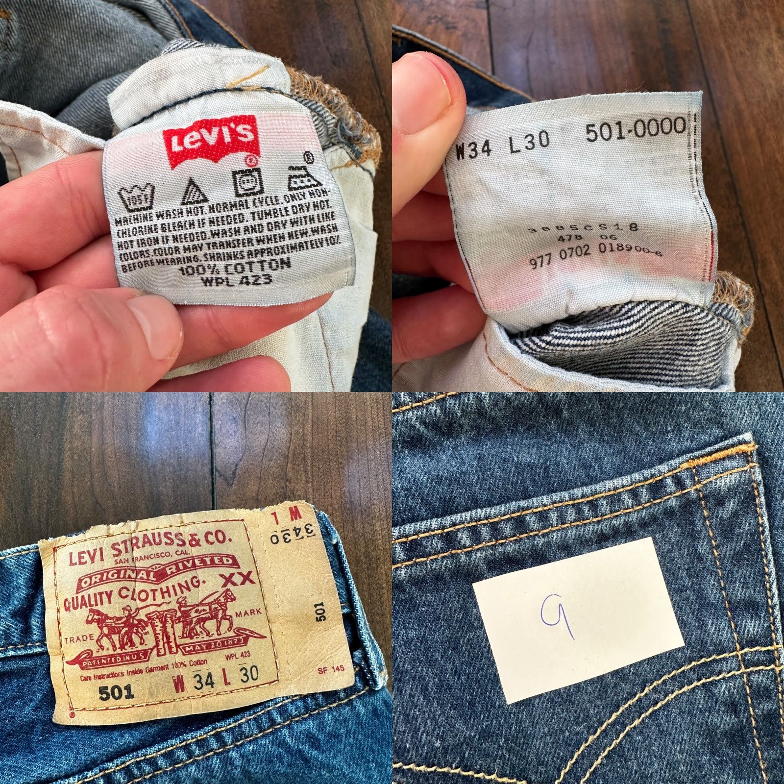 Levi's VINTAGE Levi's 501 XX Jeans Denim Straight 34x30 Button Fly 90s USA Men Size US 34 / EU 50 - 8 Thumbnail