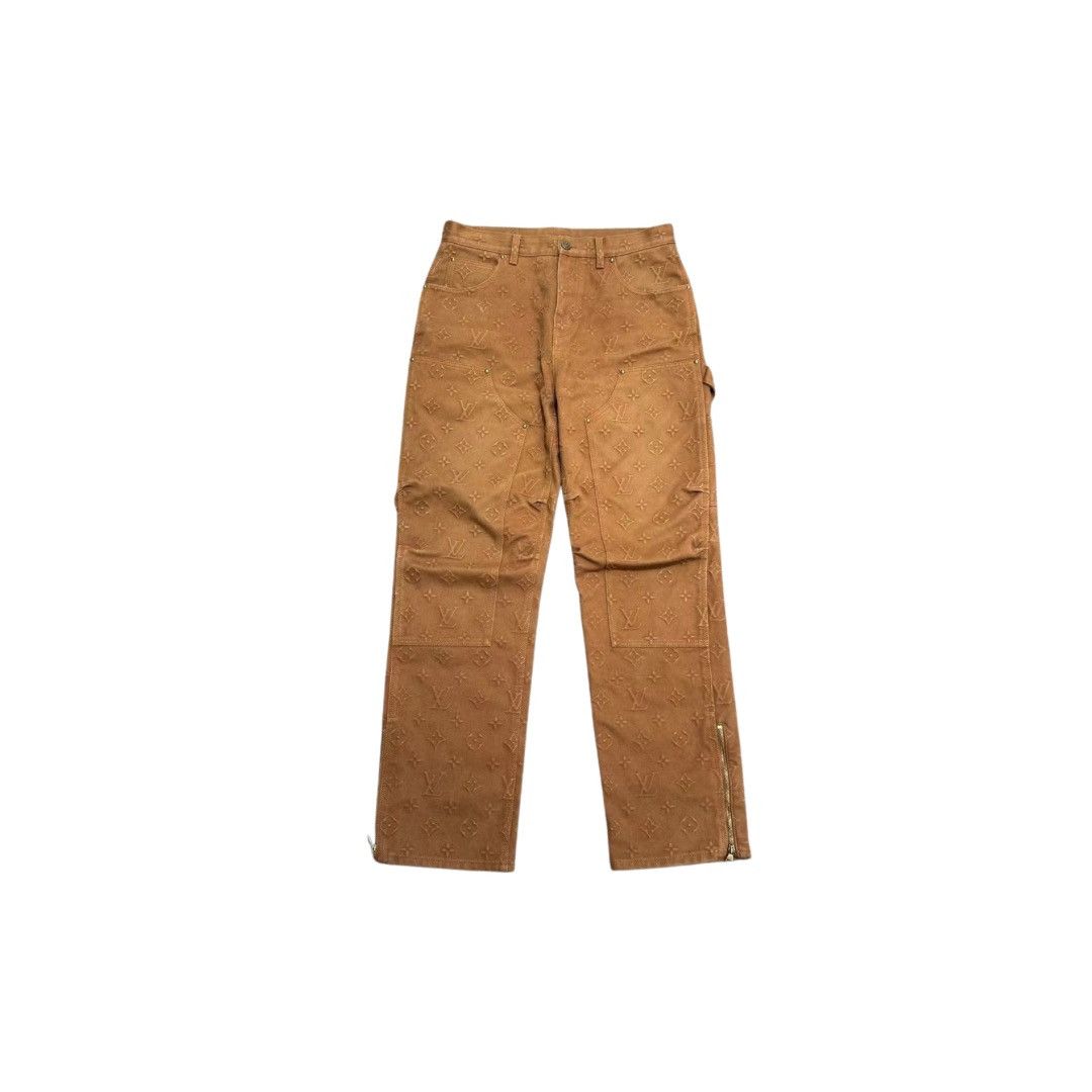 image of Louis Vuitton Monogram Workwear Denim Pants in Brown, Men's (Size 31)