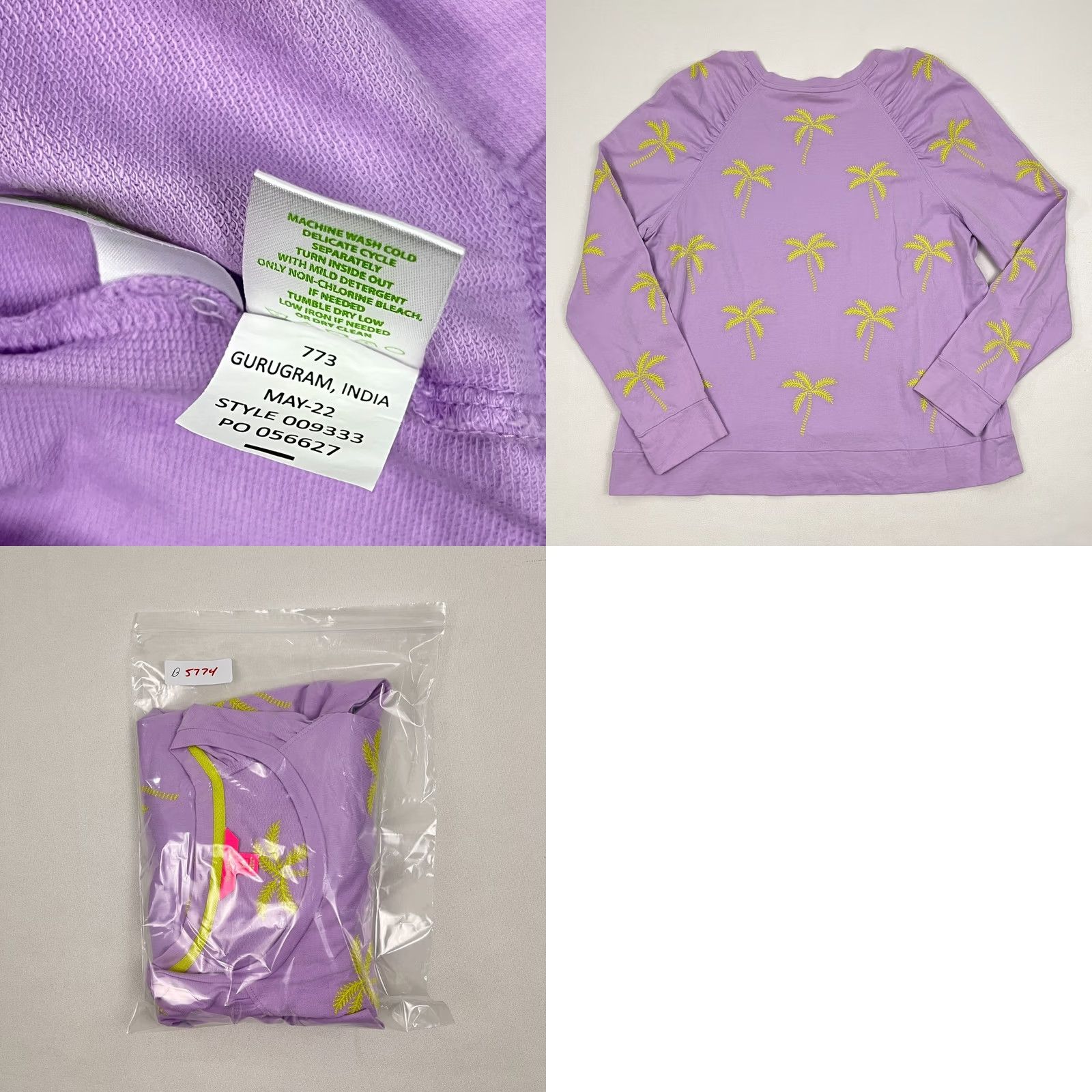 Lilly Pulitzer Lilly Pulitzer Aldean Sweatshirt Womens 2XL Purple Embroidered Palm Trees Shirt Pullover Crew Neck Casual Size XXL / US 16-18 / IT 52-54 - 8 Thumbnail