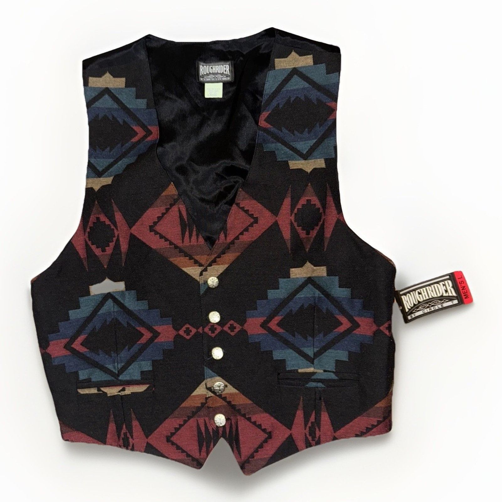 Harley Davidson × Vintage Roughrider by Circle T Native Southwestern Aztec Print Vest Size US L / EU 52-54 / 3 - 1 Thumbnail
