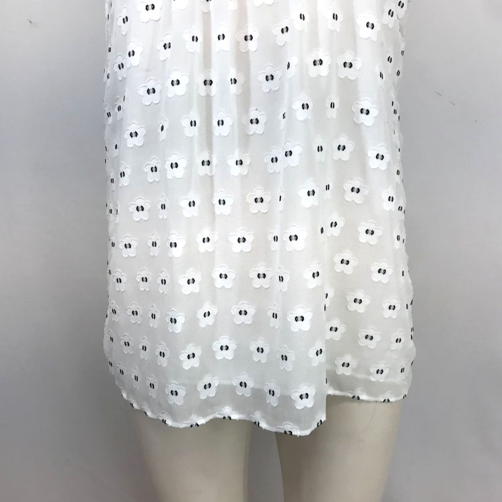 Ann Taylor ANN TAYLOR Blouse Womens S White Sleeveless V Neck Floral Tan Top Size S / US 4 / IT 40 - 3 Thumbnail