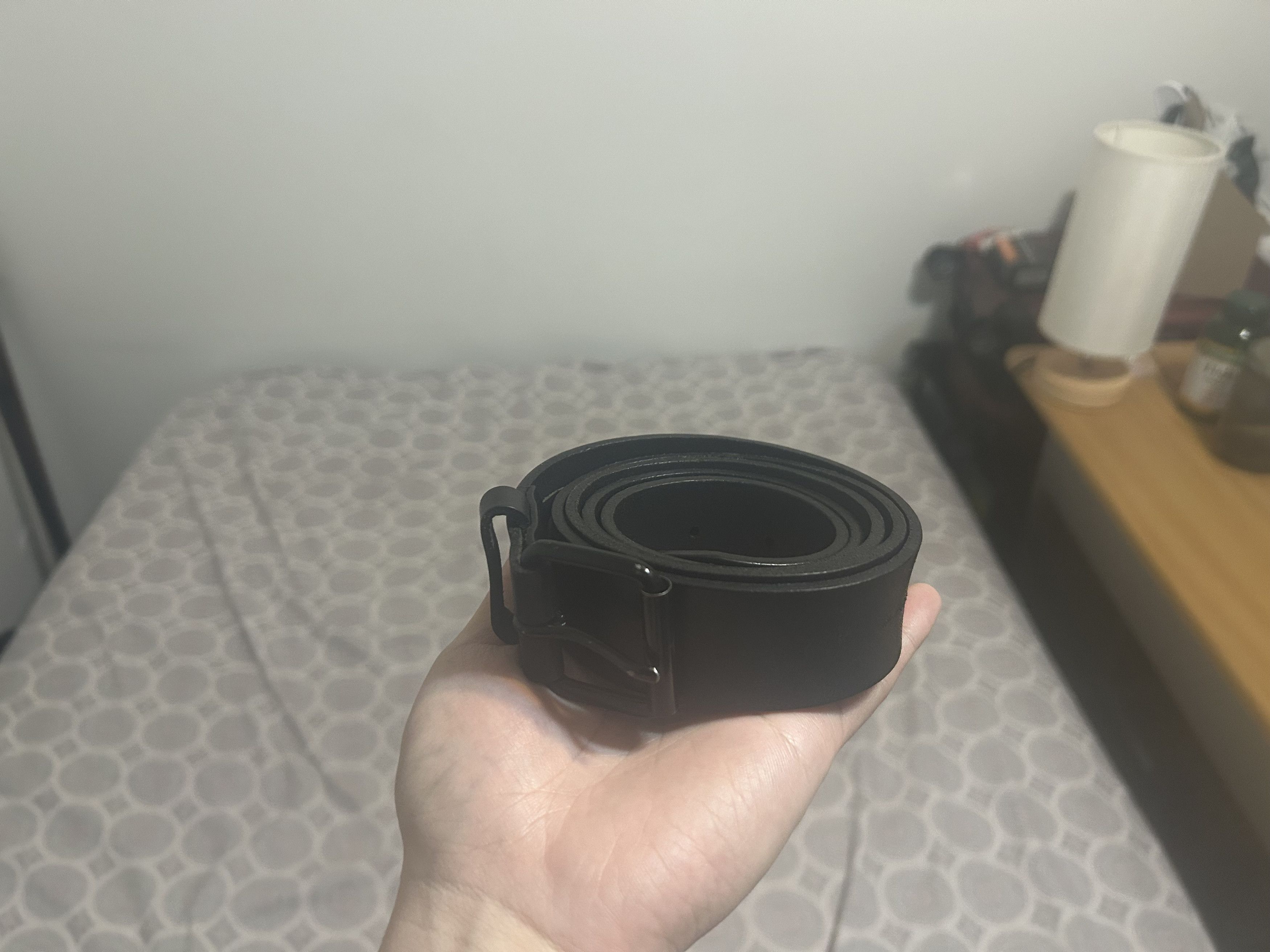 Black Leather on Black Buckle Belt