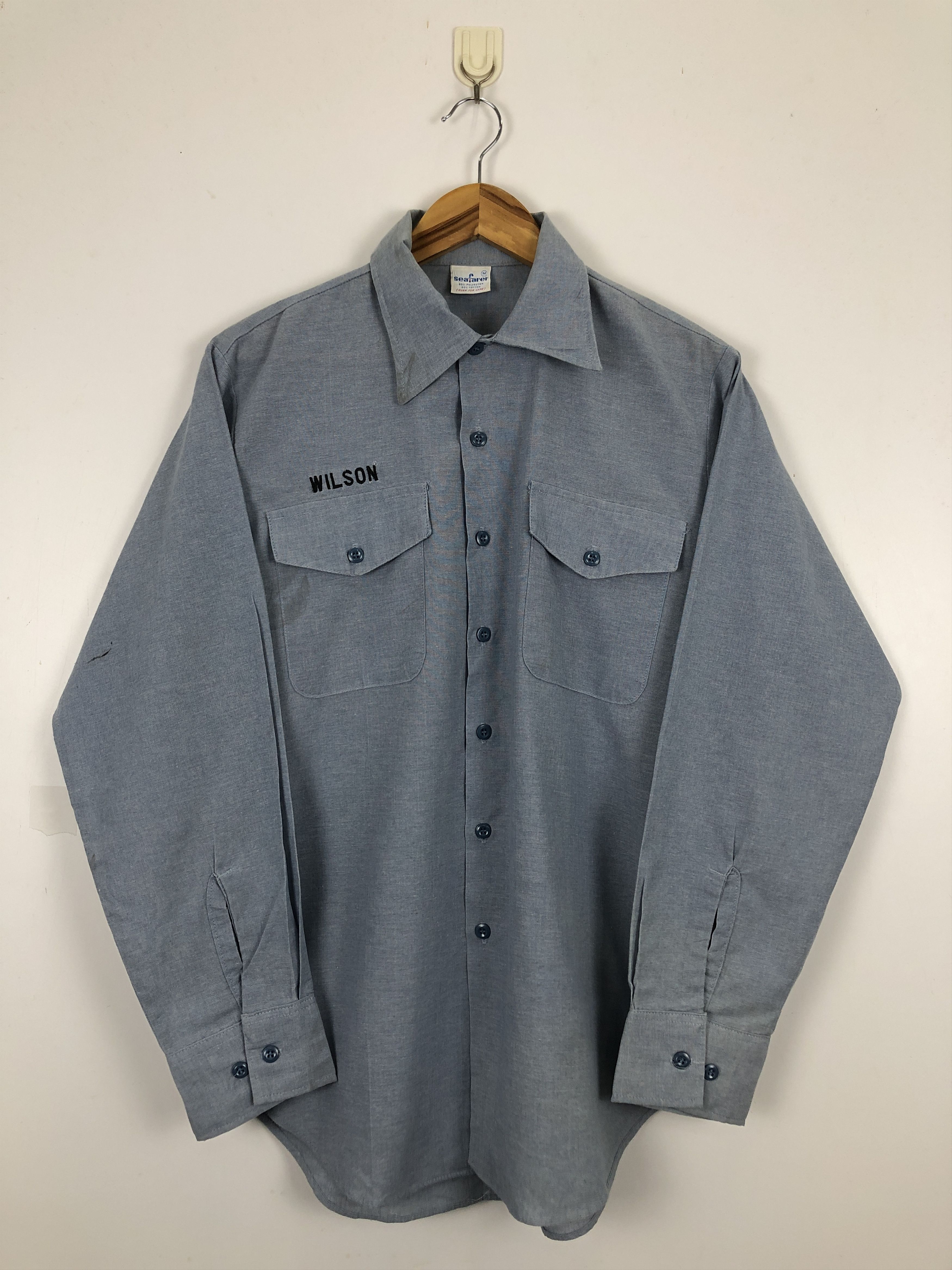 Vintage Vintage 70s Seafarer Navy Seal Chambray Western Shirt TA0458 Size US M / EU 48-50 / 2 - 1 Thumbnail