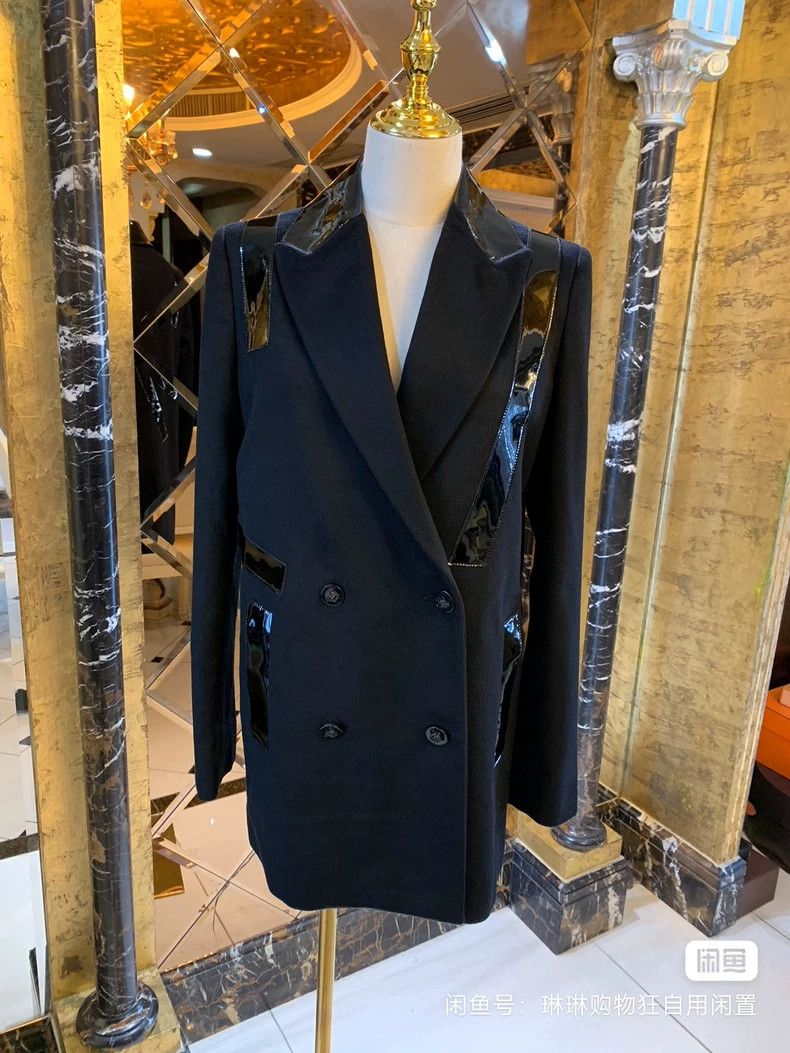 Versace Wool and cashmere patchwork coat coat