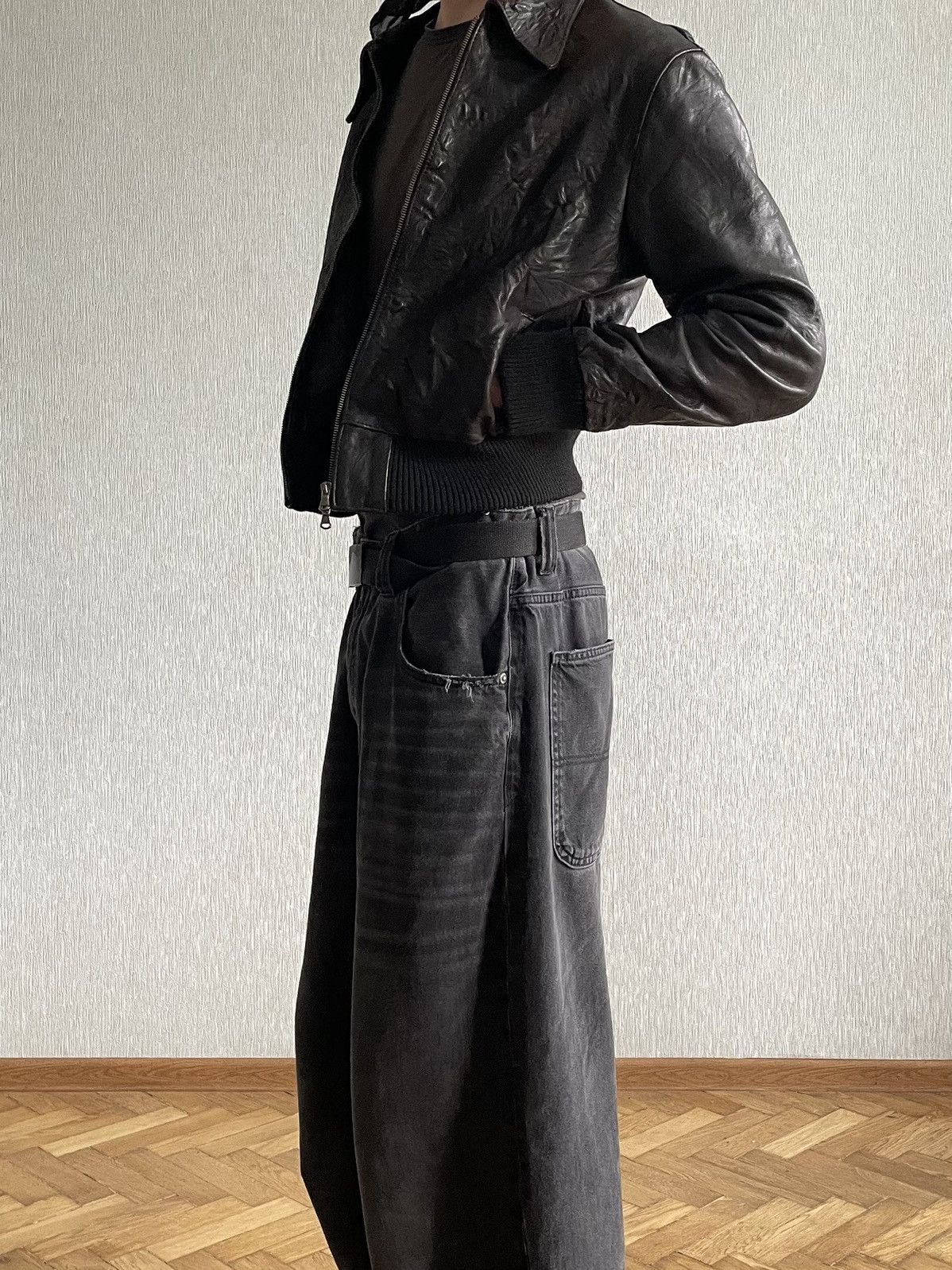 Genuine Leather Grasped Leather: Factured Zip-Jacket Size M / US 6-8 / IT 42-44 - 16 Thumbnail