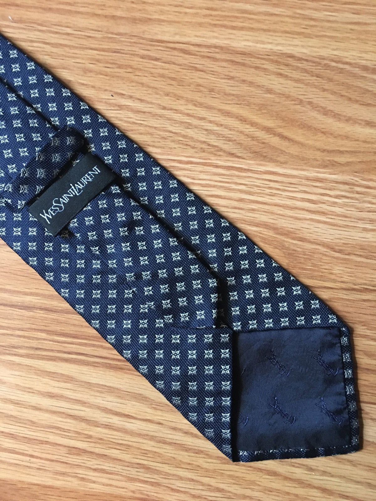 Vintage × Yves Saint Laurent Yves Saint Laurent Blue Vintage Designer Silk Mens Neck Tie Size ONE SIZE - 3 Thumbnail