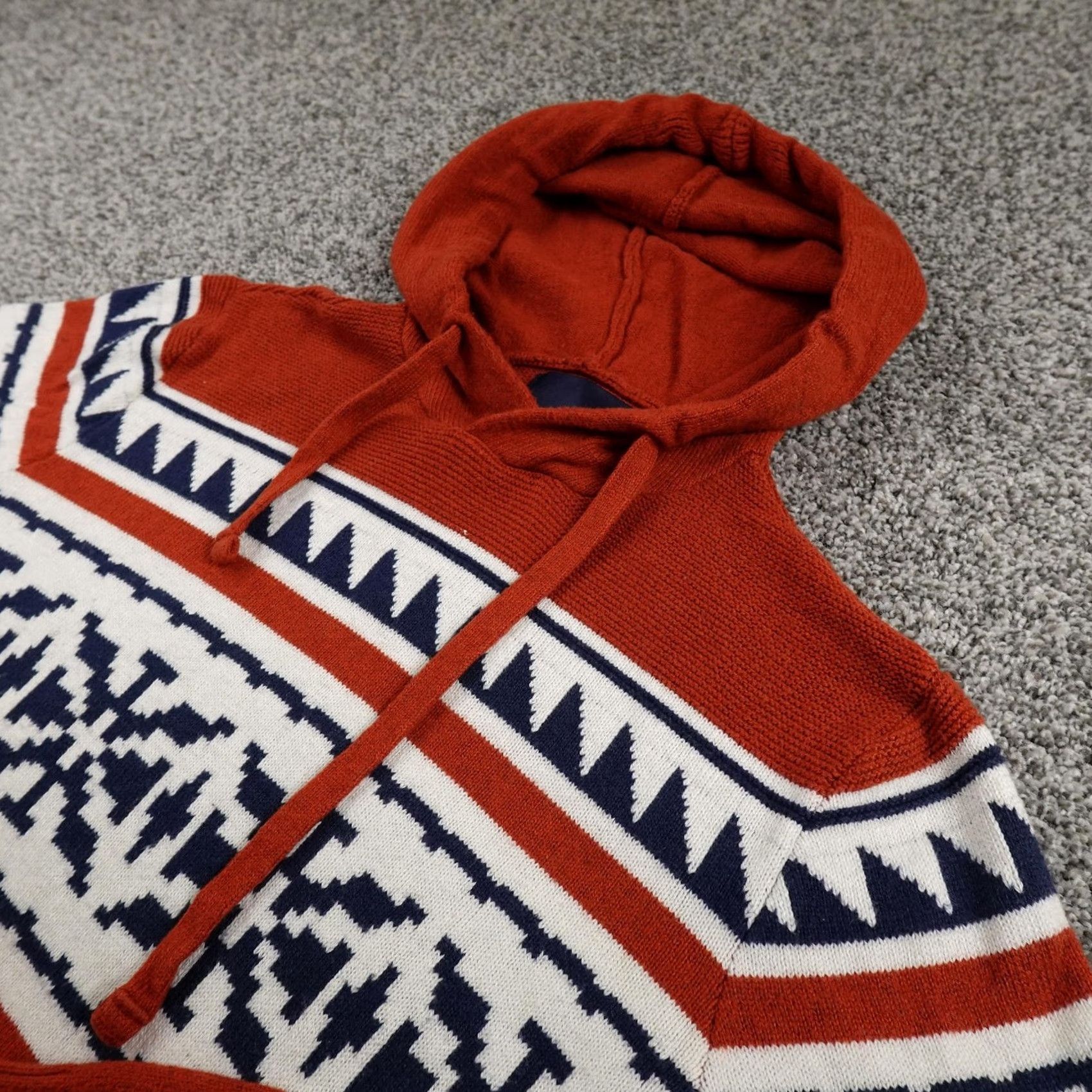 American Eagle Outfitters American Eagle Outfitters Sweater Mens MT Orange Nordic Aztec Fair Isle Hoodie Waffle Knit Size US M / EU 48-50 / 2 - 2 Thumbnail