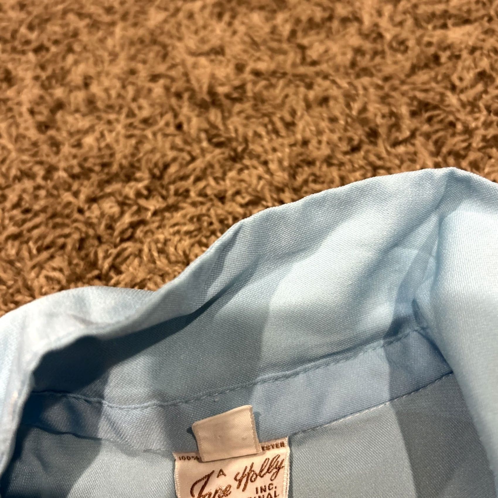 Vintage VINTAGE Jane Holly Womens Button-Up Blouse Blue 70s Long Sleeve 12 Size Regular Lace Polyester Collared Size XL / US 12-14 / IT 48-50 - 3 Thumbnail