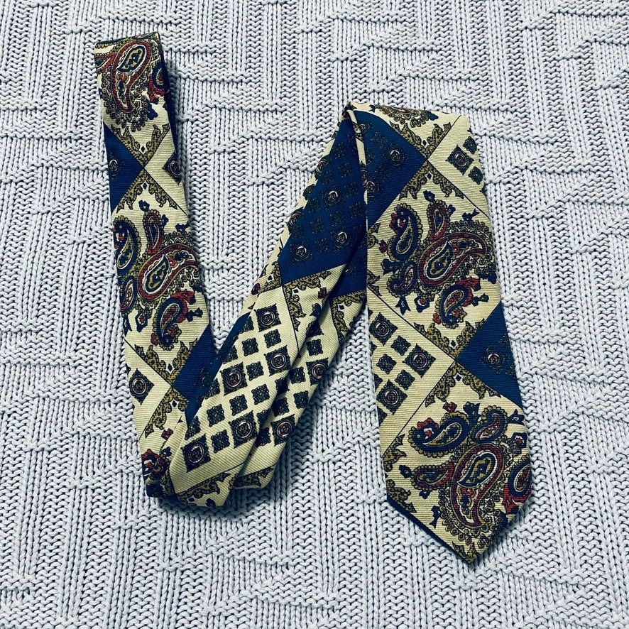 Vintage Vintage yellow and blue paisley skinny tie Size ONE SIZE - 1 Thumbnail