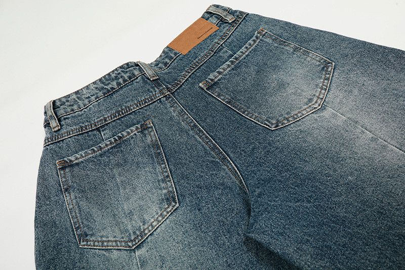 Vintage American retro washed distressed patchwork jeans for men Size US 34 / EU 50 - 4 Thumbnail
