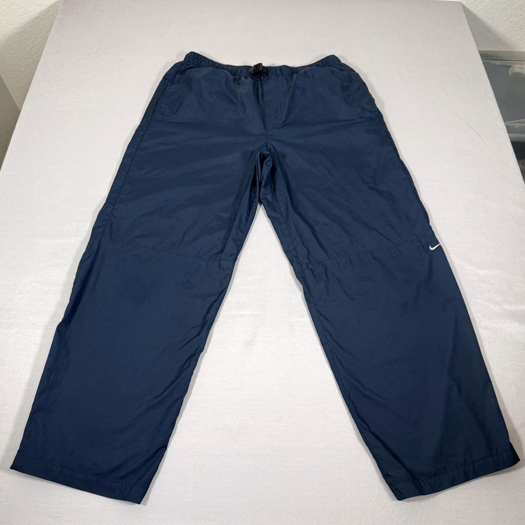 Nike VINTAGE Nike Pants Men Large Blue Track Windbreaker Baggy Loose Gym Work Out Y2K Size US 33 - 2 Thumbnail