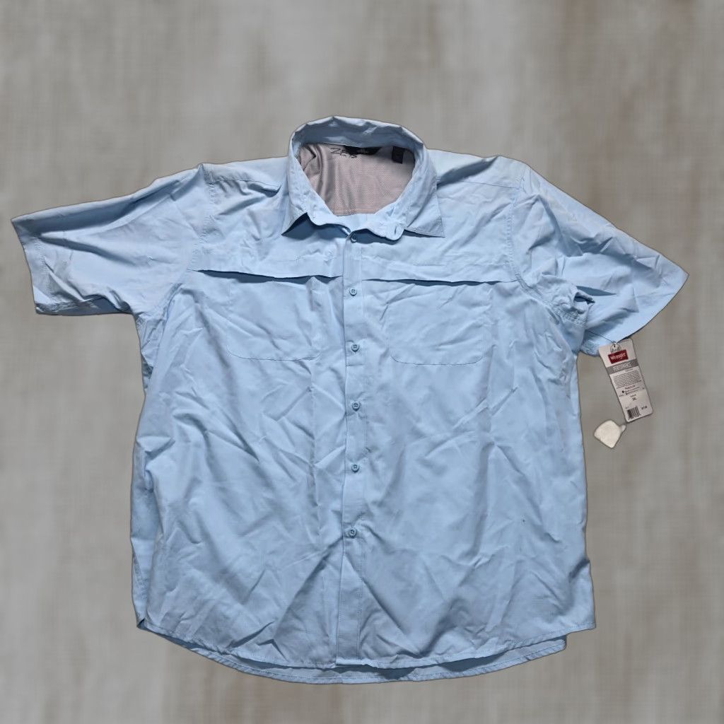 Wrangler Wrangler Shirt 3XL Regular Blue Short Sleeve Button-Up Mens Size US 39 - 1 Thumbnail