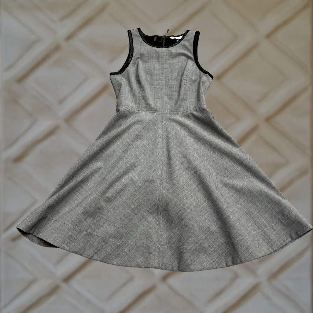 Rebecca Taylor Rebecca Taylor Wool Blend Leather Trim A-Line Fit & Flare Mini Dress Women XL Blue Colorblock Sleeveless Strappy Sleeve Size XL / US 12-14 / IT 48-50 - 1 Thumbnail