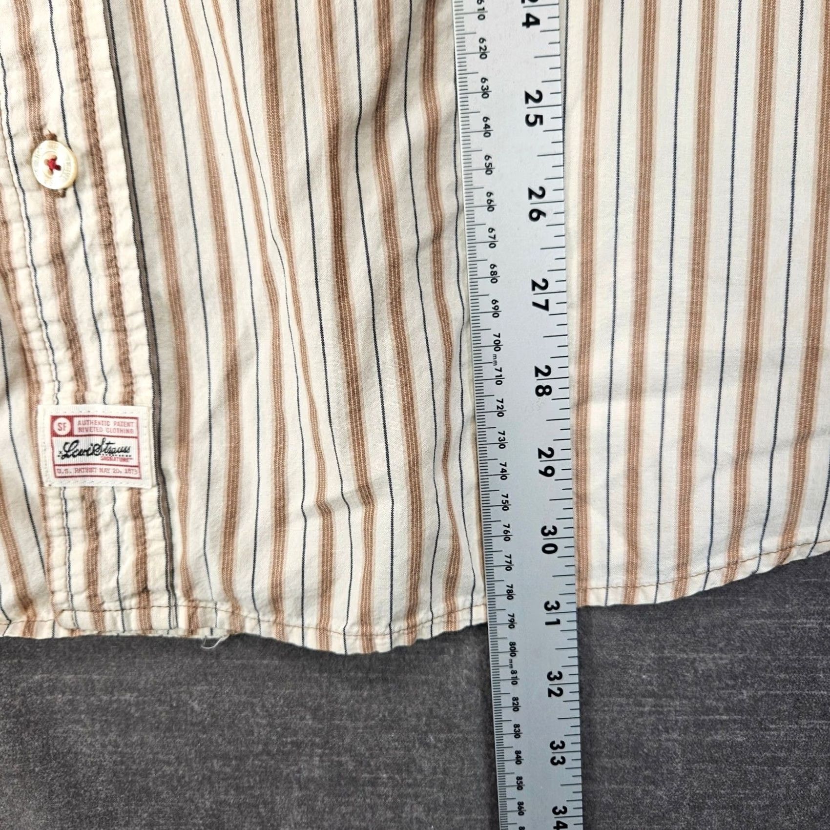 Vintage Levi Mens 2XL Striped Button Down Shirt Long Sleeve Brown Size US XXL / EU 58 / 5 - 3 Thumbnail