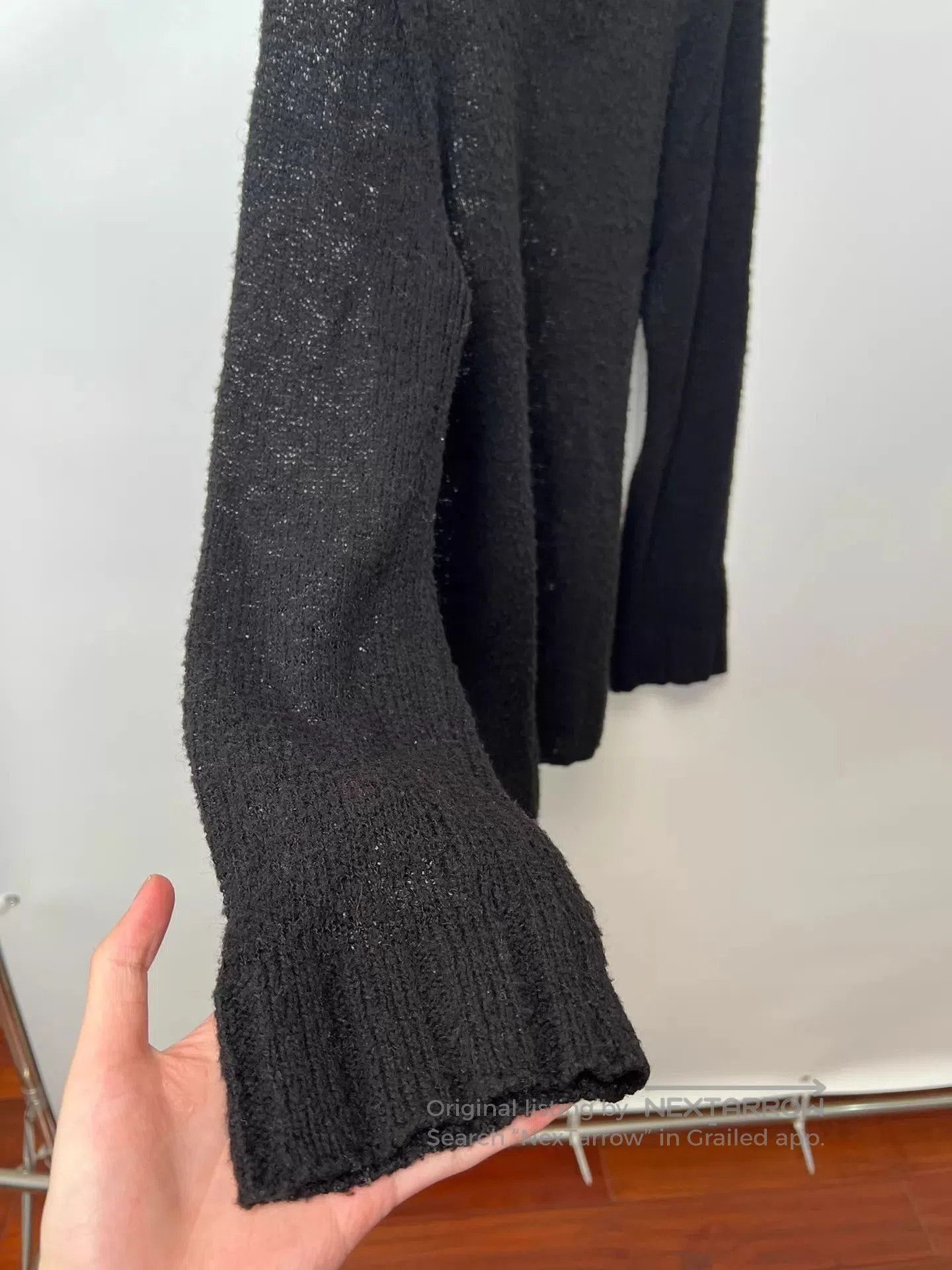 Dries Van Noten Black V-Neck Long Sleeve Knit Sweater. Size US L / EU 52-54 / 3 - 4 Thumbnail