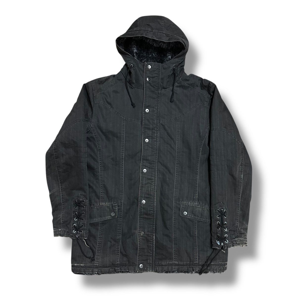If Six Was Nine 🇯🇵 CREATE BAREFOOT SHERPA FUR HOODIE DENIM PARKA JACKET Size US XL / EU 56 / 4 - 1 Thumbnail