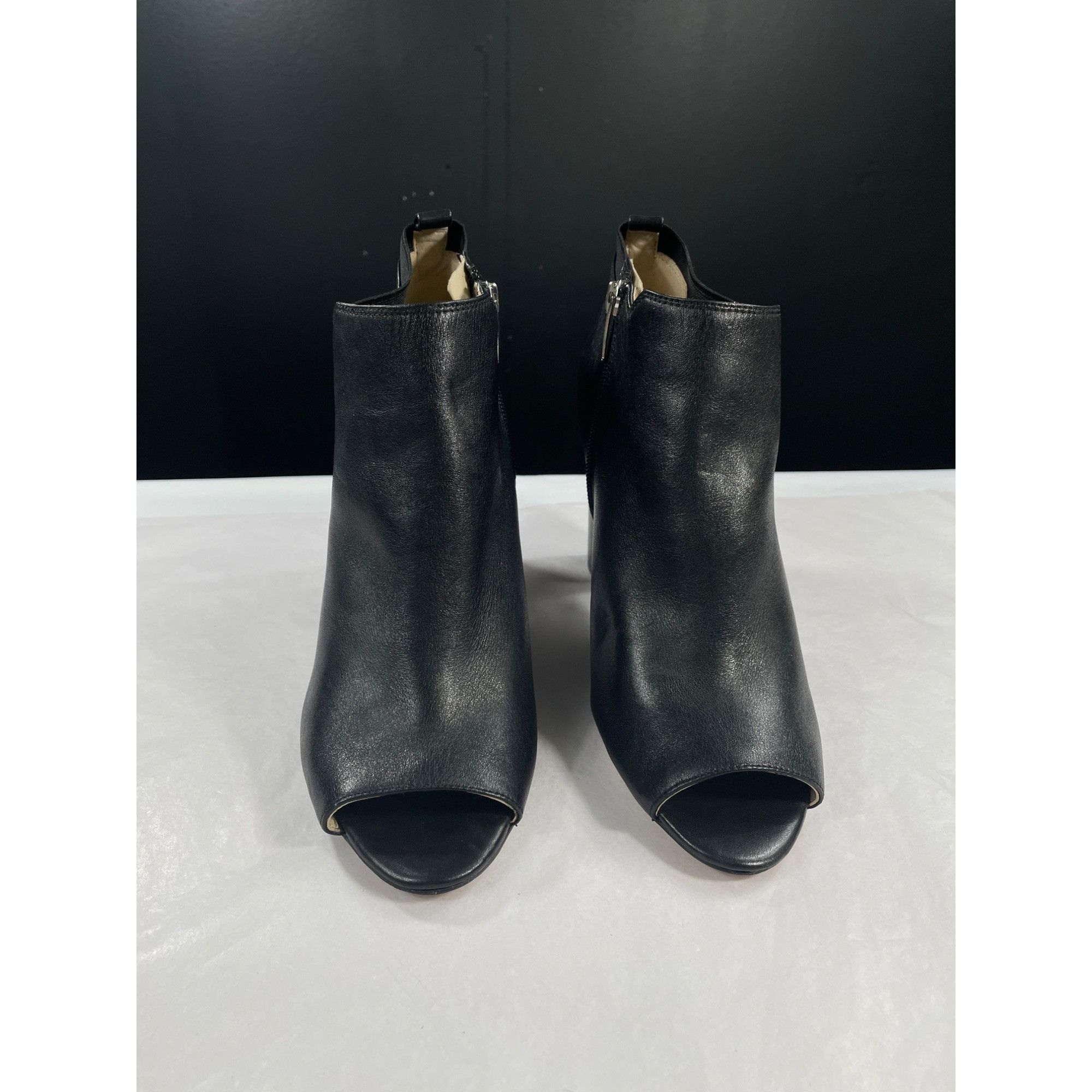 Marc Fisher Marc Fisher Black Leather Peep Toe Ankle Boots SKU 7520 Size Size US 9 / IT 39 - 1 Thumbnail