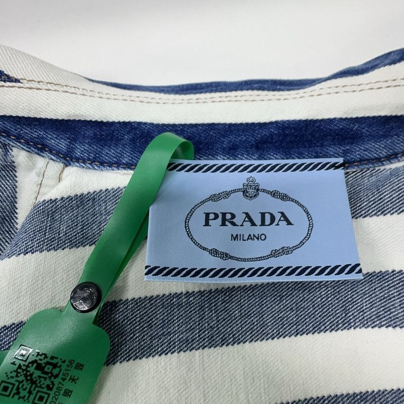 Prada Prada Navy Striped Denim Short Jacket-2506 Size US S / EU 44-46 / 1 - 1 Thumbnail