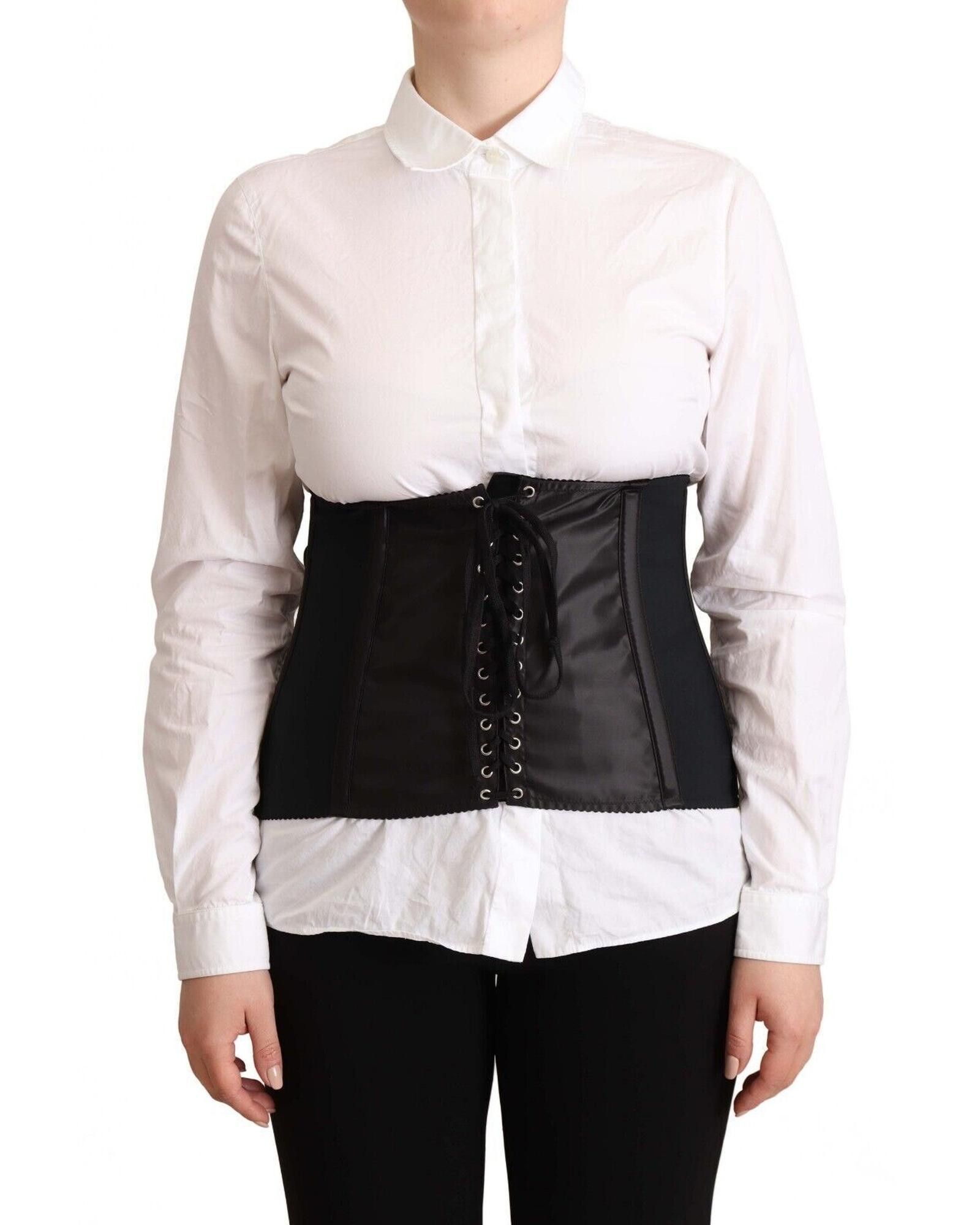 image of Dolce Gabbana Stretch Waist Strap Top in Black, Women's (Size Medium)