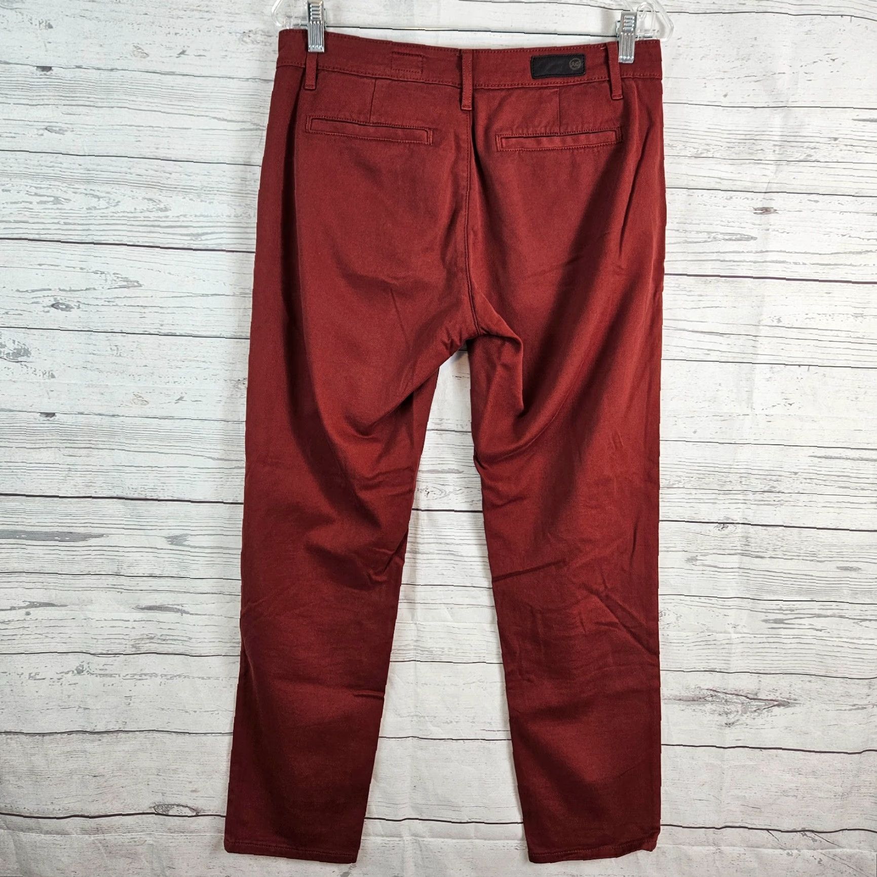 Rusty AG Adriano Goldschmied Caden Tailored Trouser Womens 27 Rust Red Mid Rise Pants Cropped Inseam 26.5"} Size 27" / US 4 / IT 40 - 3 Thumbnail
