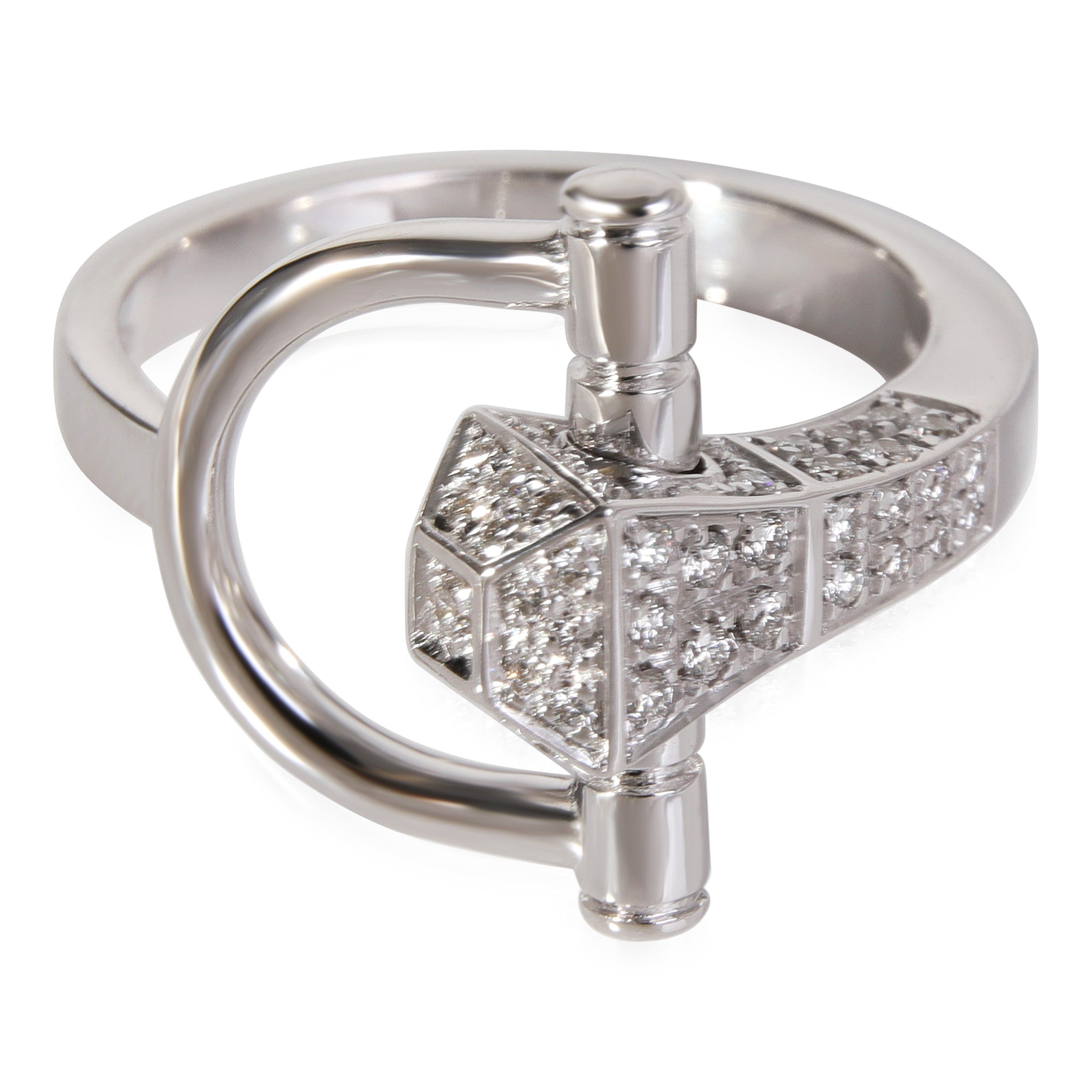 image of Gucci Chiodo Horsebit Diamond Ring In 18K White Gold 0.40 Ctw, Women's