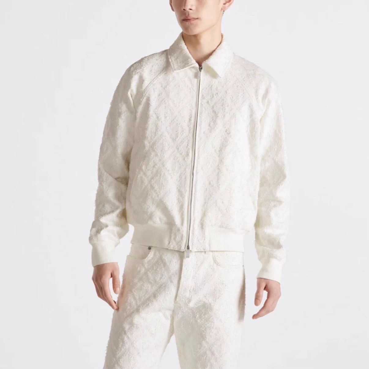 Dior DIOR White Denim Jacket Diamond Pattern All Over 50 Size US M / EU 48-50 / 2 - 6 Thumbnail