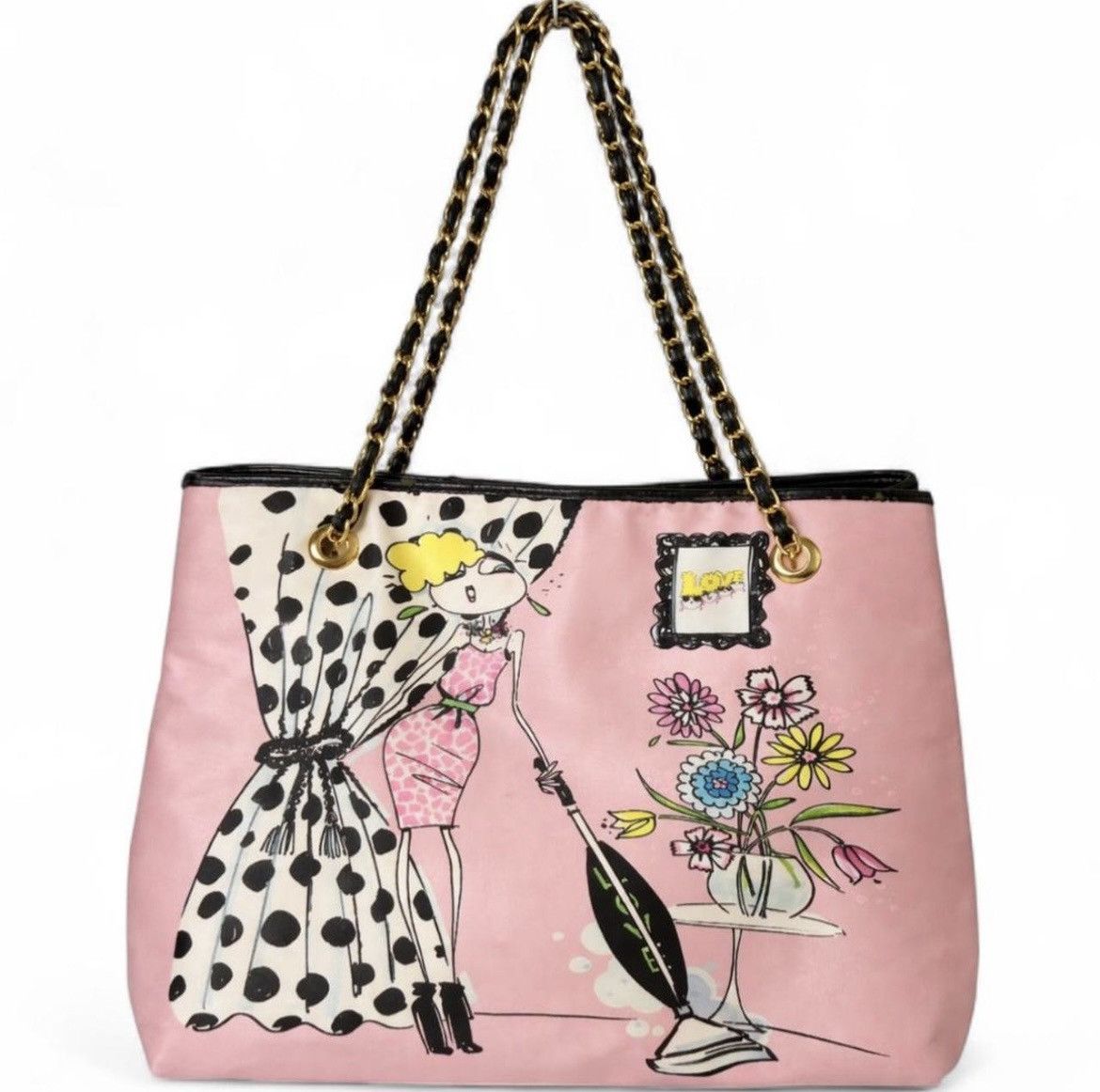 Moschino Moschino Pink Graphic Chain Tote Bag - Rare Statement Bag Size ONE SIZE - 1 Thumbnail
