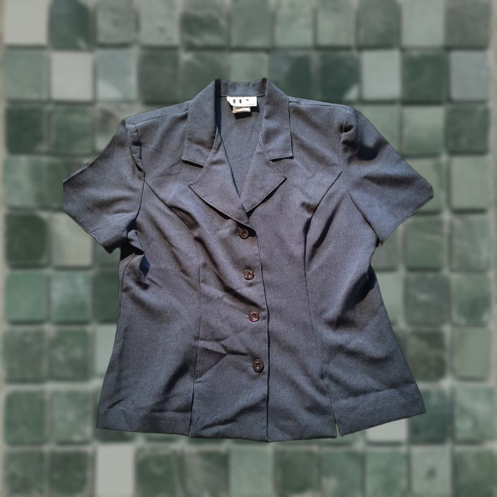 Vintage DBY Ltd. Women's Blue Suit Blazer Button down 13/14 Polyester Short Sleeve 3 Piece Suit Womens Blue 13/14 Size 34" / US 12 / IT 48 - 1 Thumbnail
