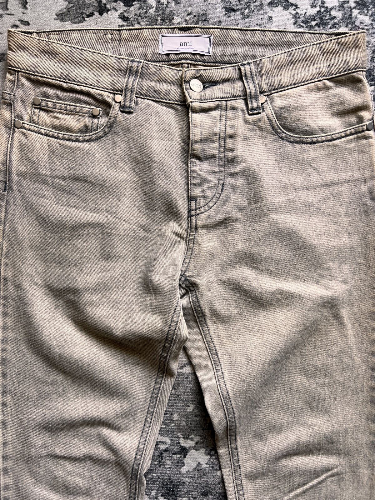 AMI AMI Beige Acid Wash Jeans Size US 32 / EU 48 - 3 Thumbnail