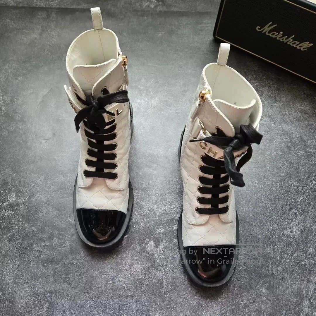 Chanel Chanel 24S Black and White Martin Boots| Size US 6 / IT 36 - 3 Thumbnail