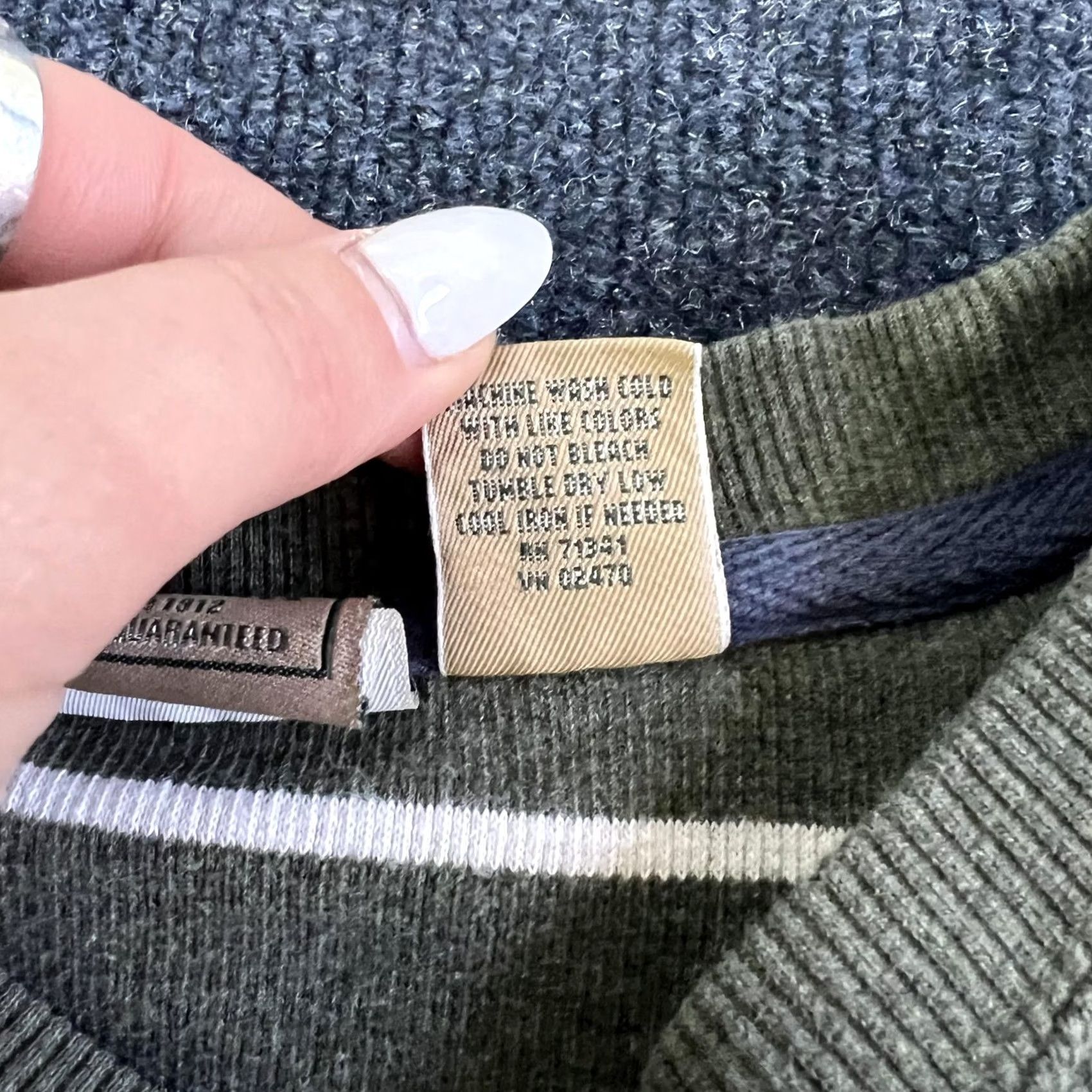Vintage L.L. Bean Sweater Mens XLT Green Striped Crewneck Cotton Knit Pullover Big Tall Size US XL / EU 56 / 4 - 4 Thumbnail