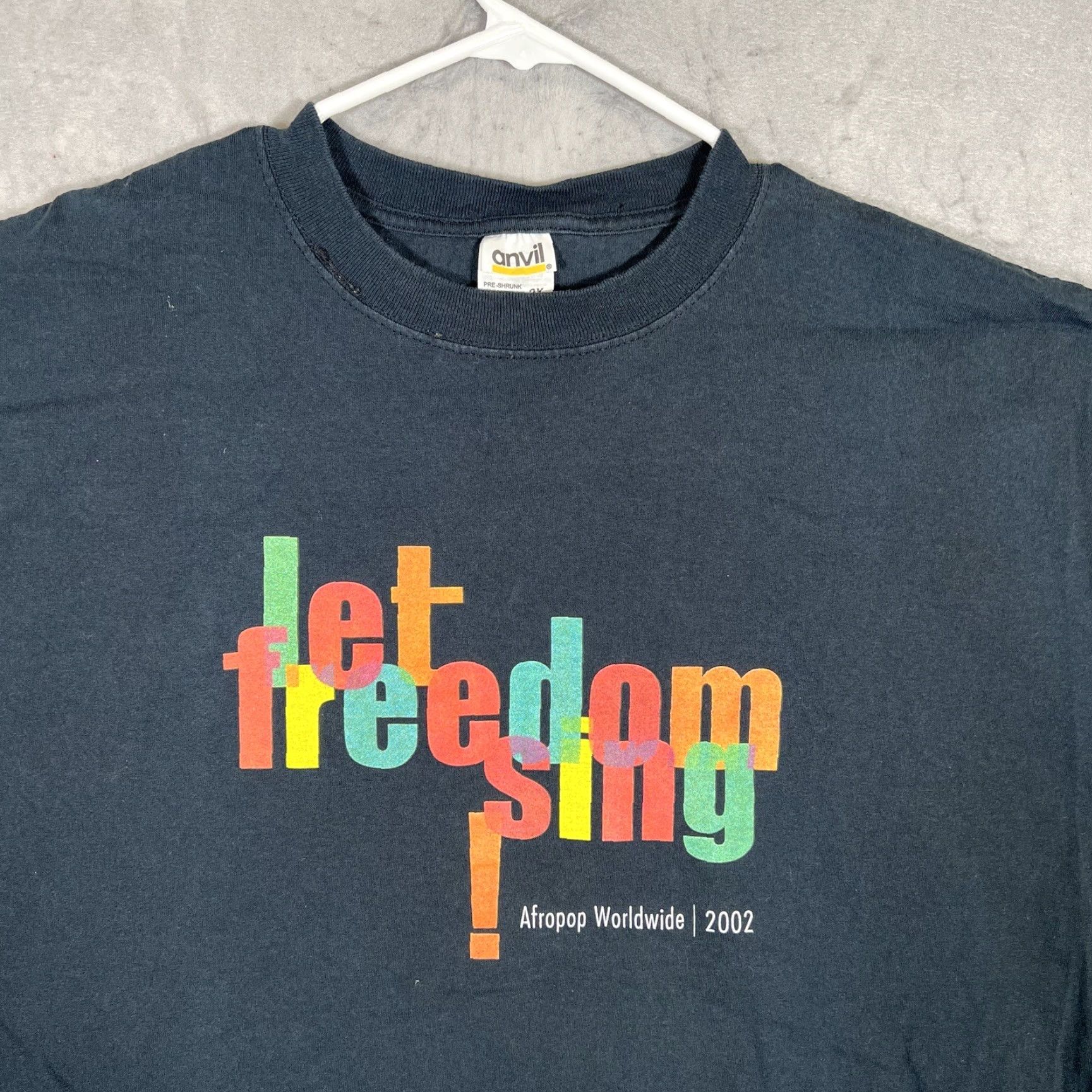 Anvil VINTAGE Anvil Afropop Let Freedom Sing T-Shirt Adult 2XL Black Music Mens Size US XXL / EU 58 / 5 - 5 Thumbnail