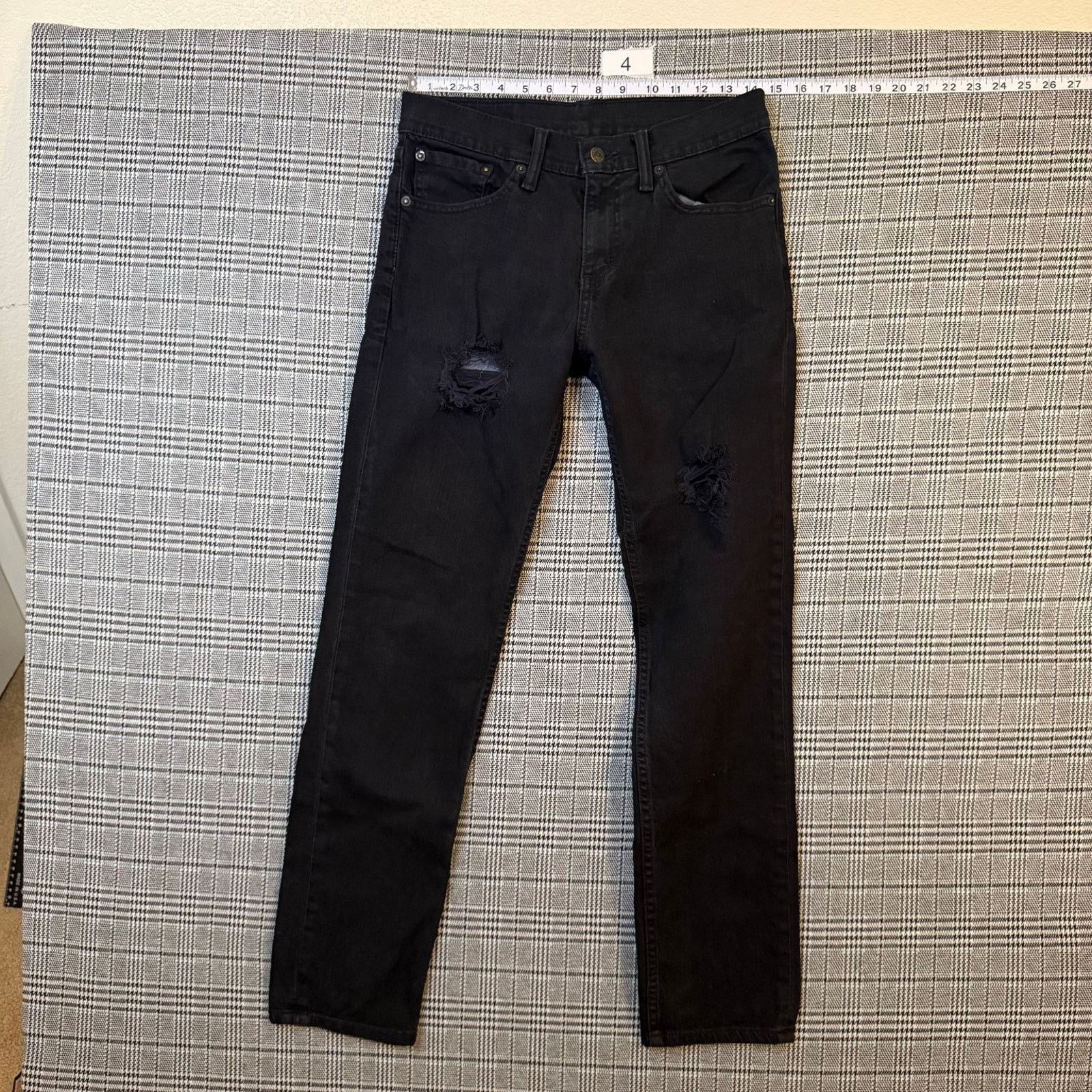 Levi's Levi's 511 Men's Jeans Black Denim Slim Distressed 29x30 Size US 29 - 3 Thumbnail