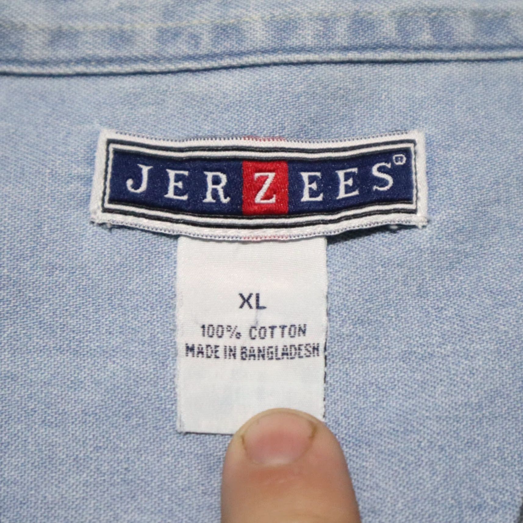Denime Harriton Shirt Women XL Blue Denim Short Sleeve Button-Down Front Pocket Embroidered 100% Cotton Size XL / US 12-14 / IT 48-50 - 3 Thumbnail