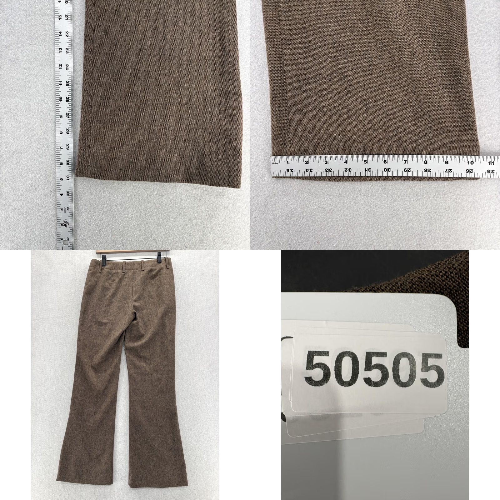 Hugo Boss Hugo Boss Wool Tweed Dress Pants Womens 6 Brown Lined Bootcut Workwear Career Botton Zip Flat Front Pockets Solid Wool Blend Business Women Mens? Size 28" / US 6 / IT 42 - 8 Thumbnail