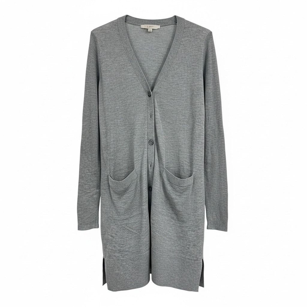 Loft LOFT Women’s Gray Longline Cardigan Size Small Button Front Size S / US 4 / IT 40 - 1 Thumbnail