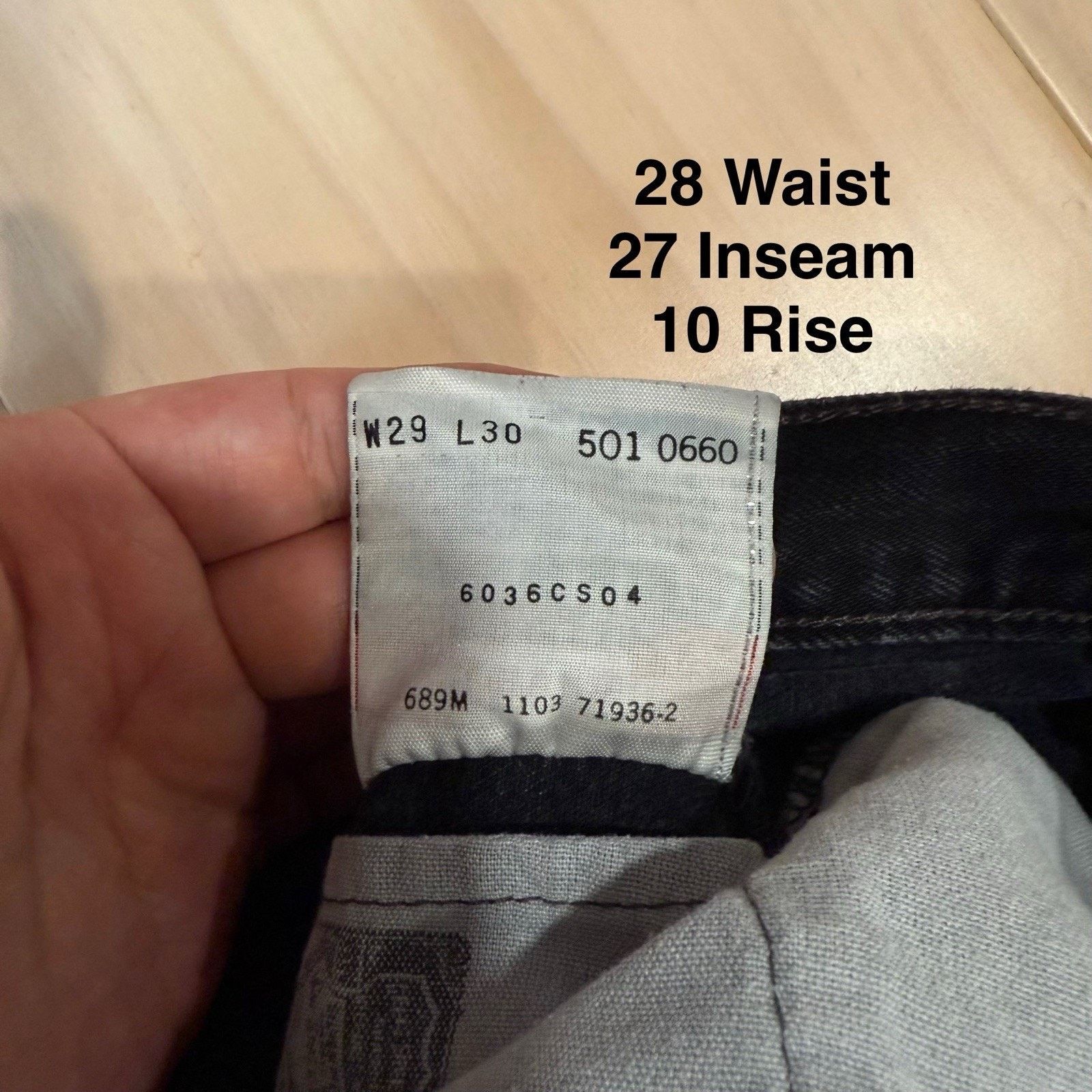 Levi's × Vintage Vintage Levis 501 Jeans 28 Black 90s Straight Leg Workwear Size US 28 / EU 44 - 5 Thumbnail